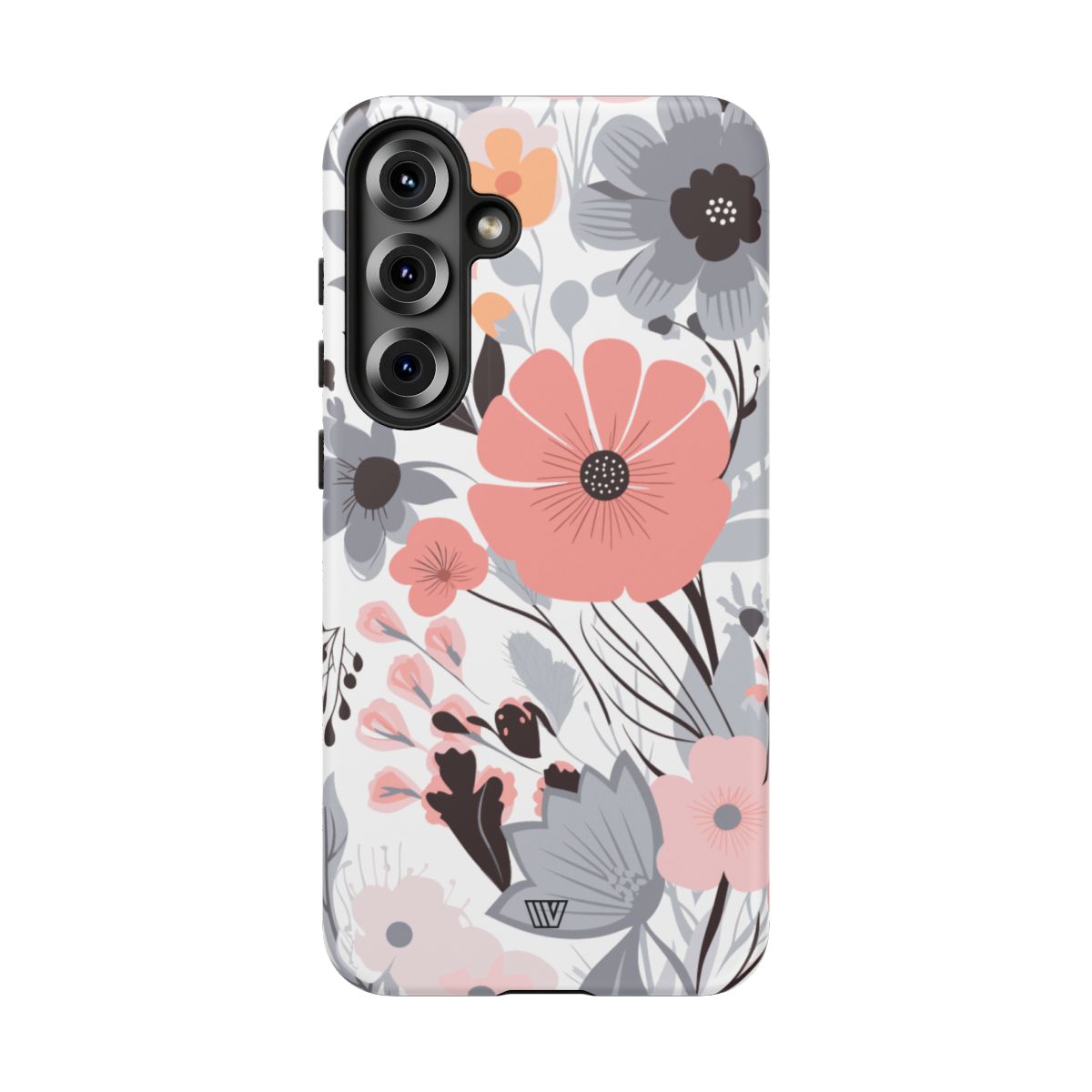 Gray Pastel Flowers Tough Phone Case