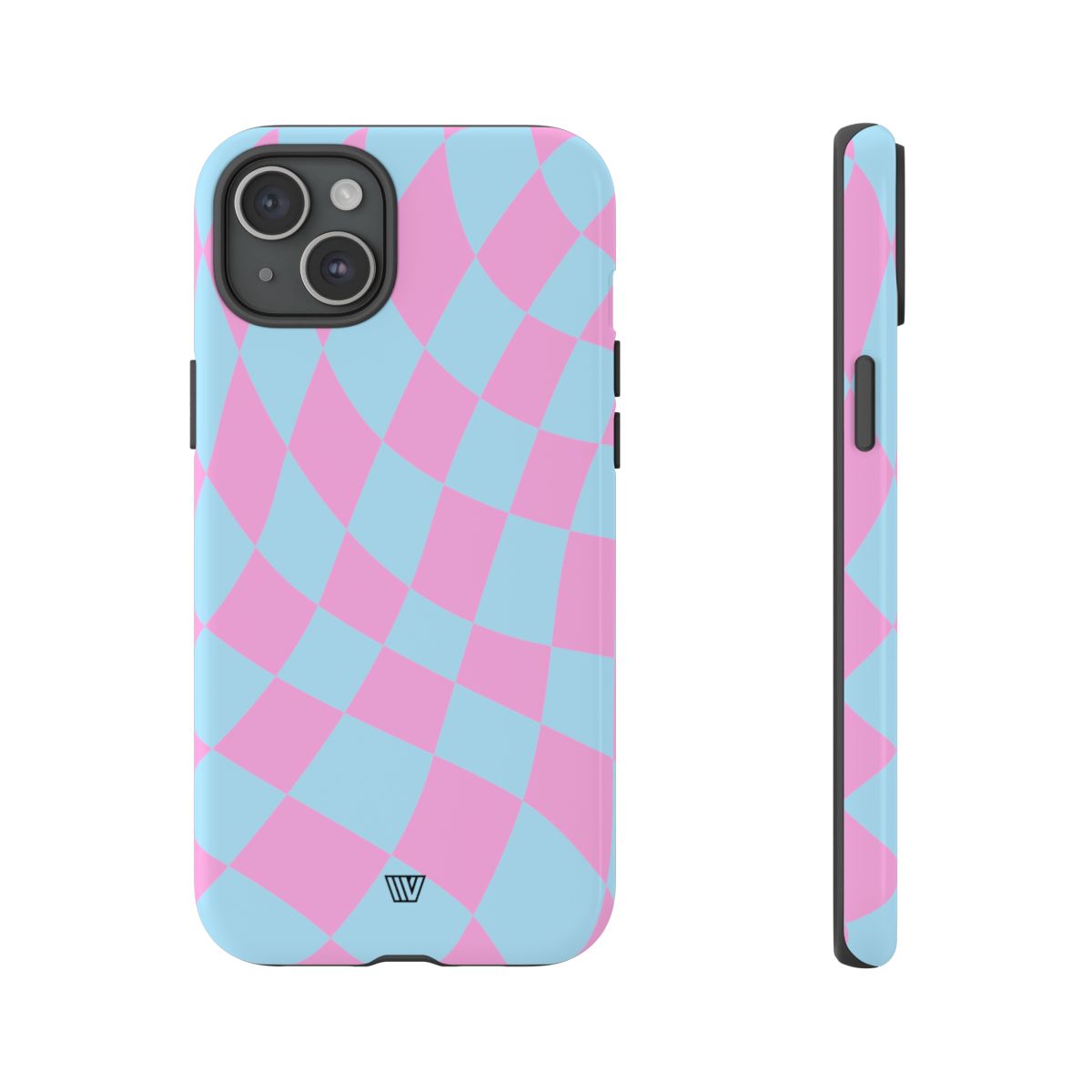 Blue Pink Curvy Checkerboard Tough Phone Case Trovvve
