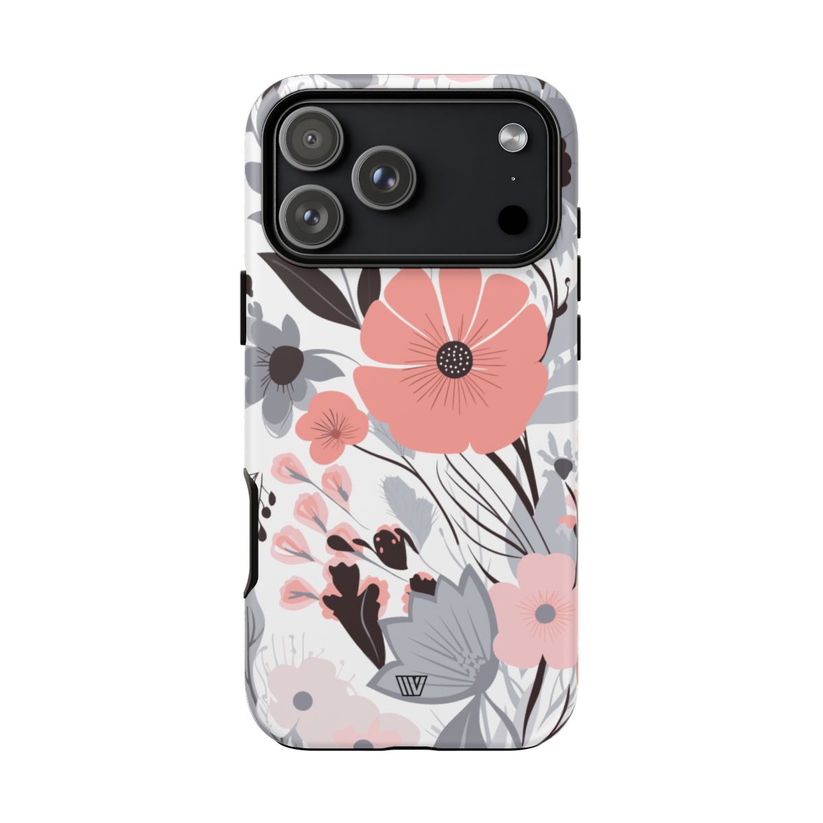 Gray Pastel Flowers Tough Phone Case