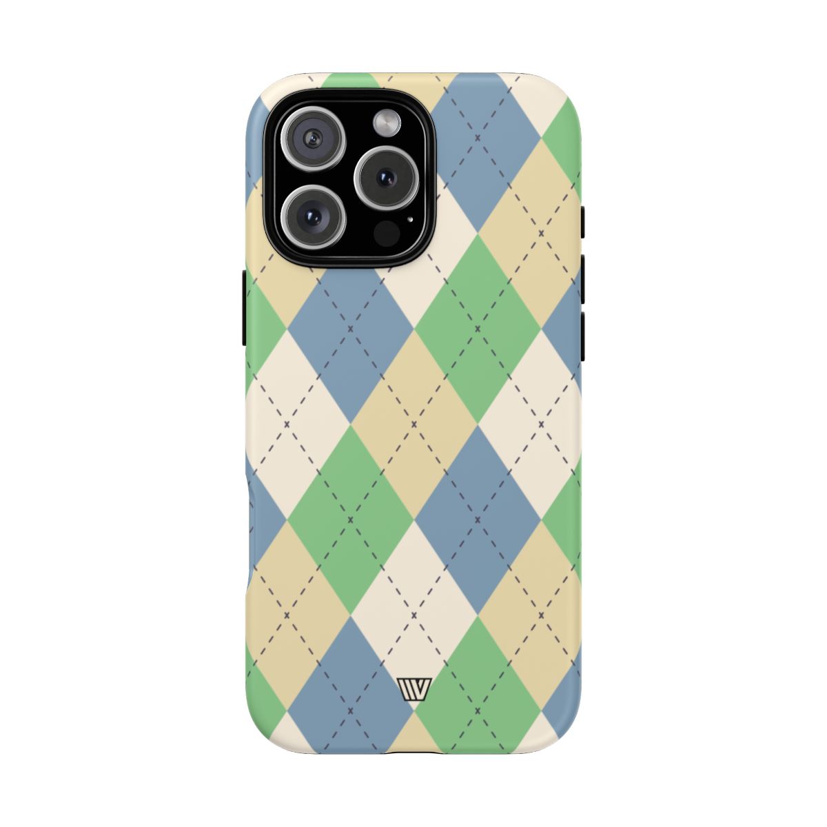 Tough Phone Case Green Blue Beige Argyle Polycarbonate Shell