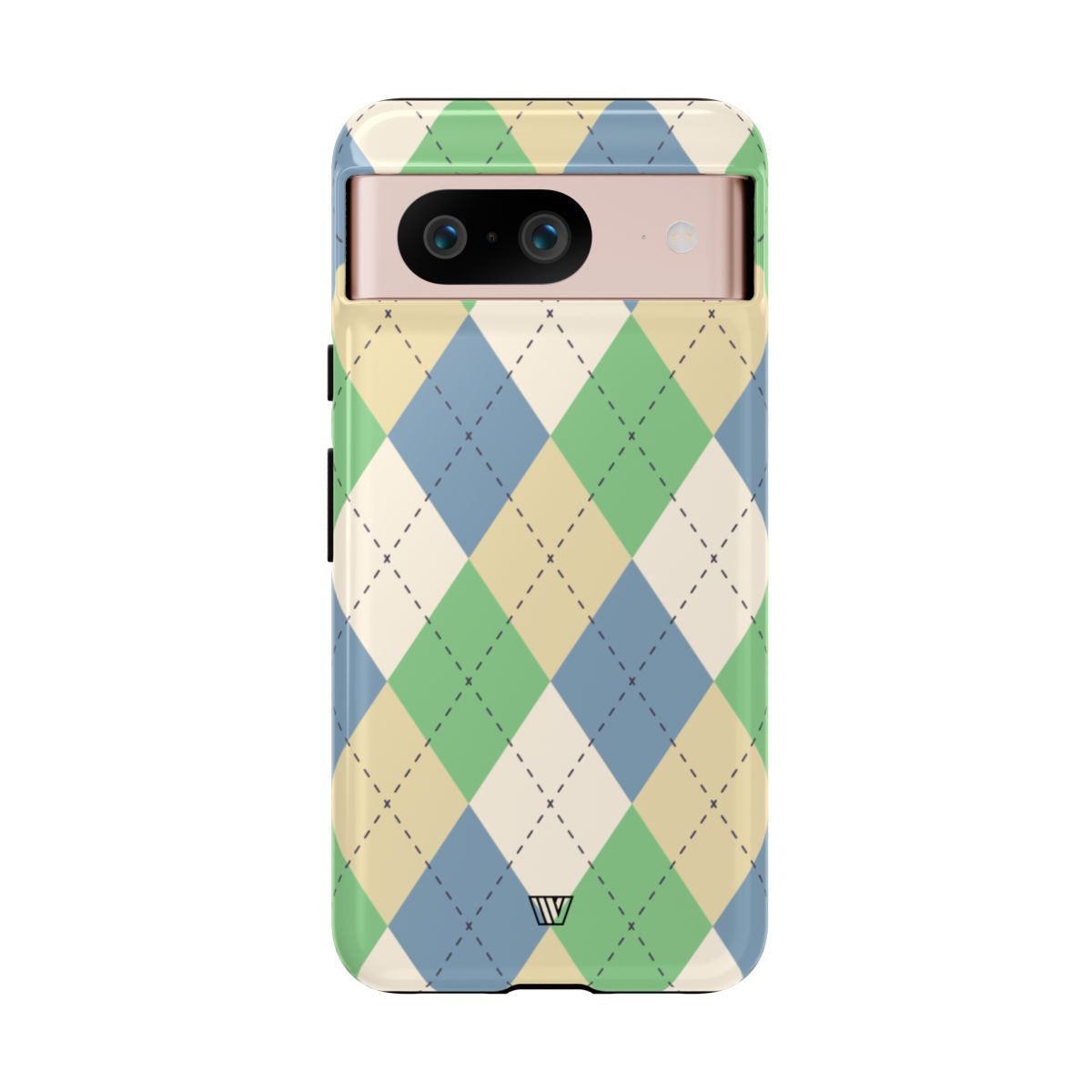 Tough Phone Case Green Blue Beige Argyle Polycarbonate Shell