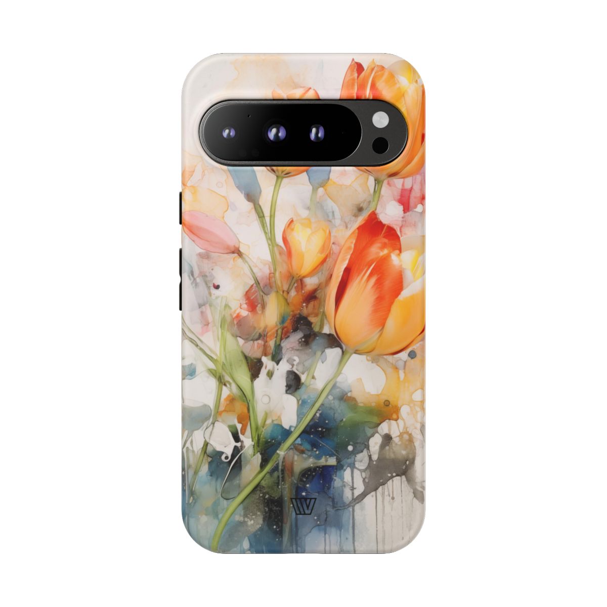 Watercolor Tulips Tough Phone Case Impact Resistant Polycarbonate Shell