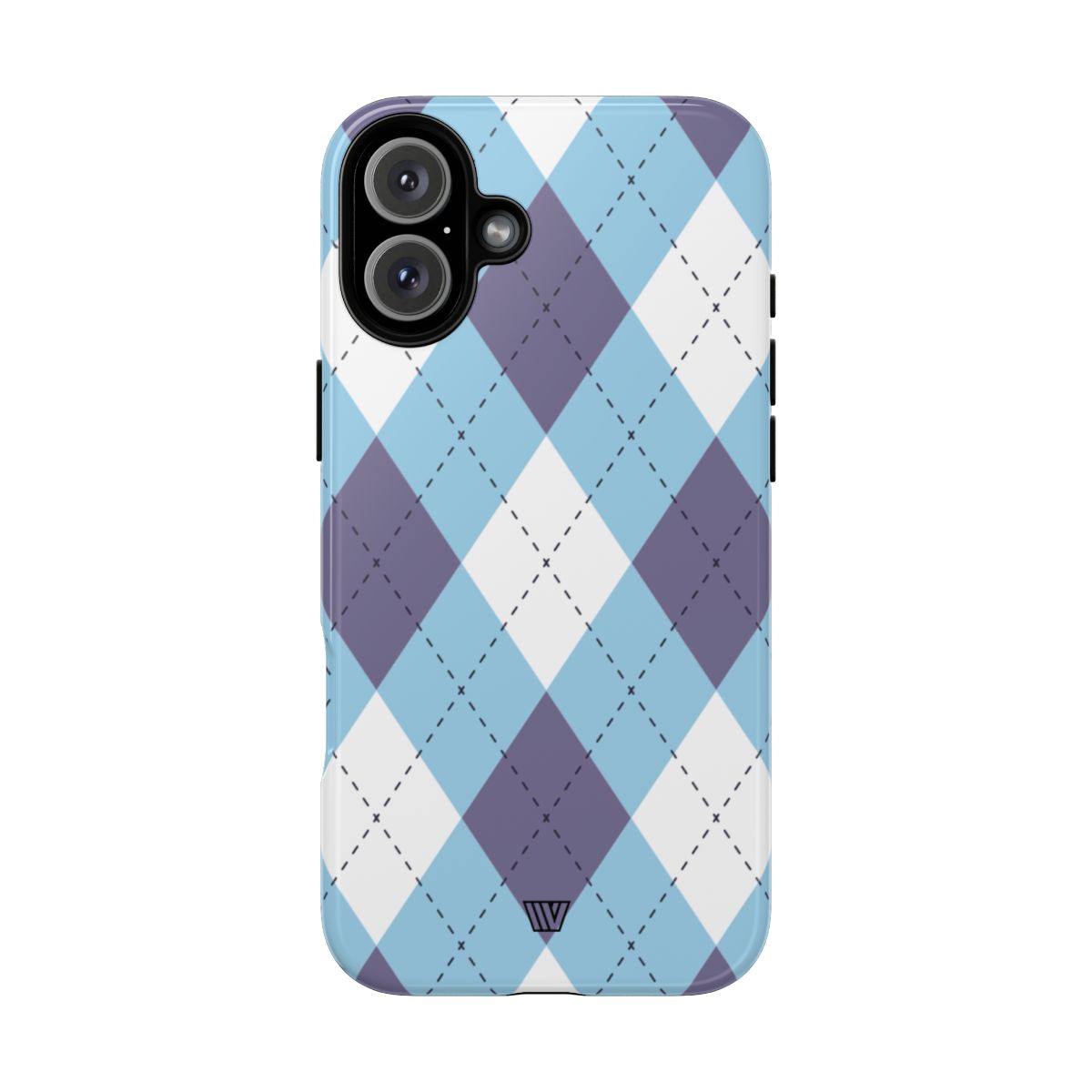 Tough Phone Case Blue White Purple Argyle Polycarbonate Shell