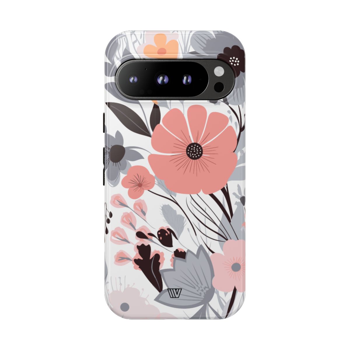 Gray Pastel Flowers Tough Phone Case