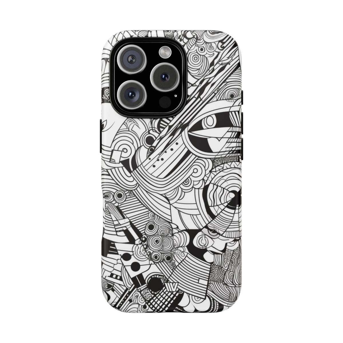 B&W Abstract Doodle Tough Phone Case with Impact Resistance Polycarbonate Shell