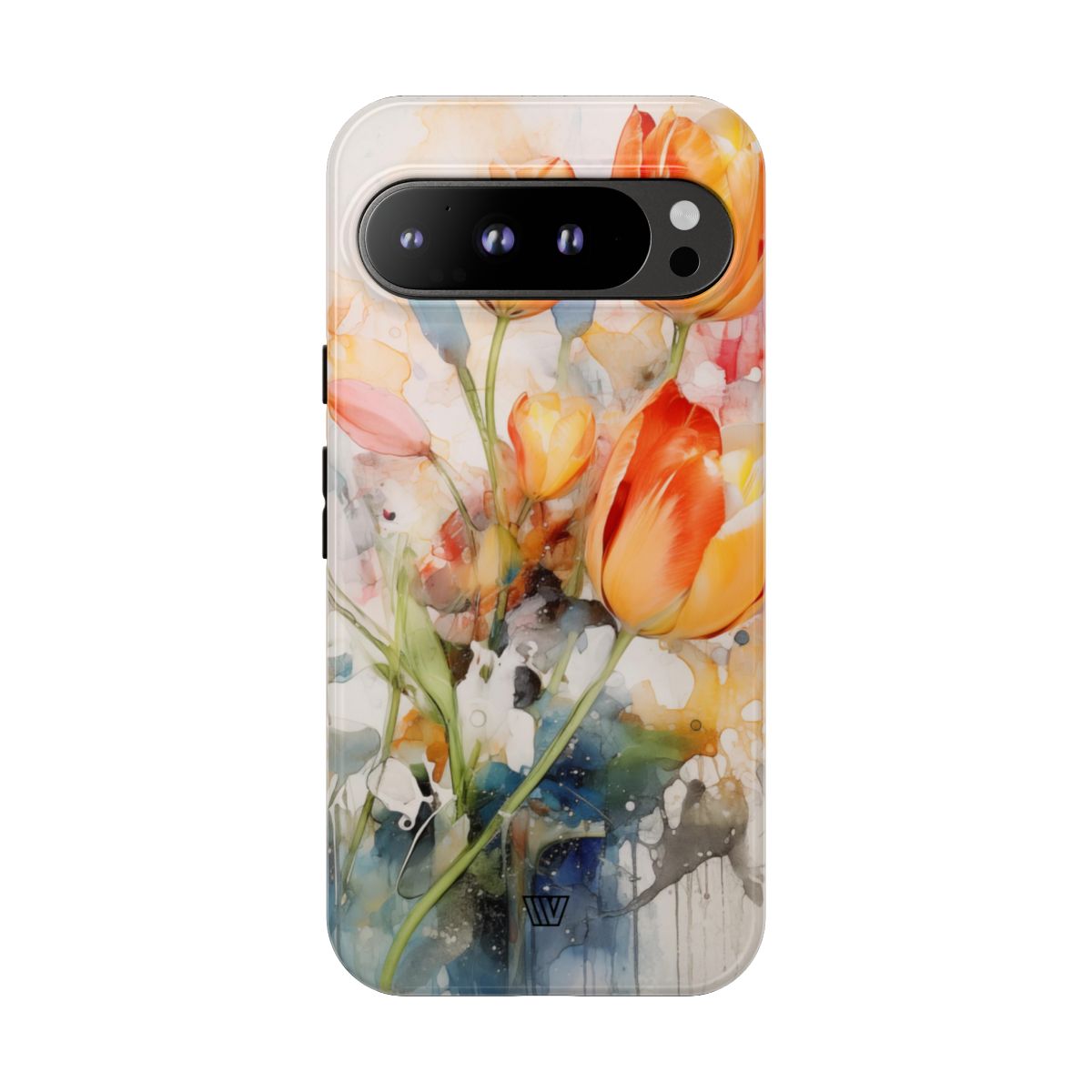 Watercolor Tulips Tough Phone Case Impact Resistant Polycarbonate Shell