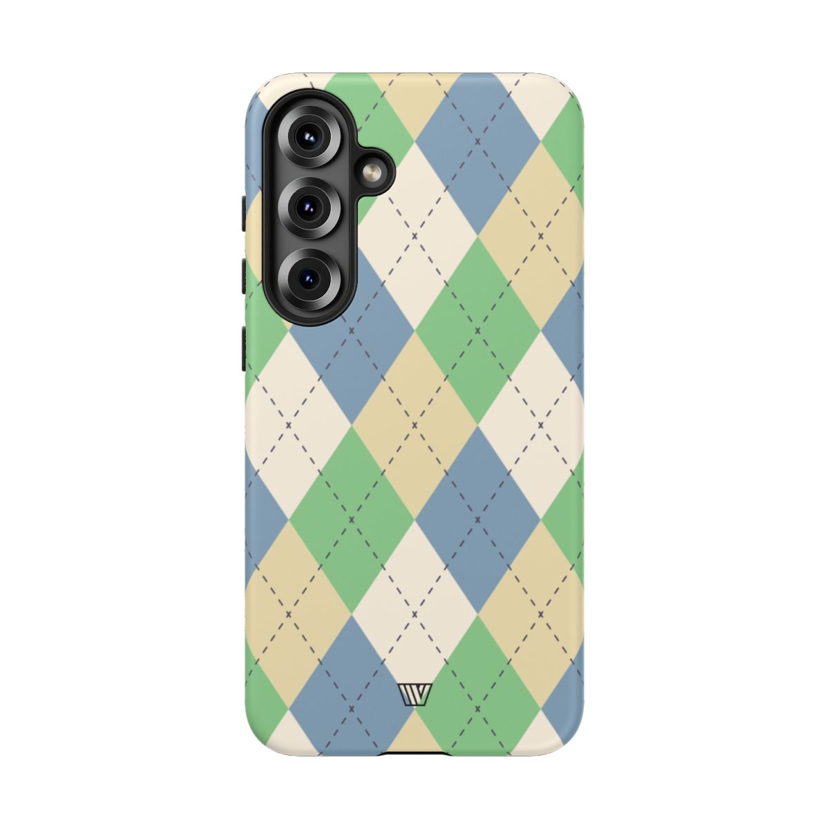 Tough Phone Case Green Blue Beige Argyle Polycarbonate Shell