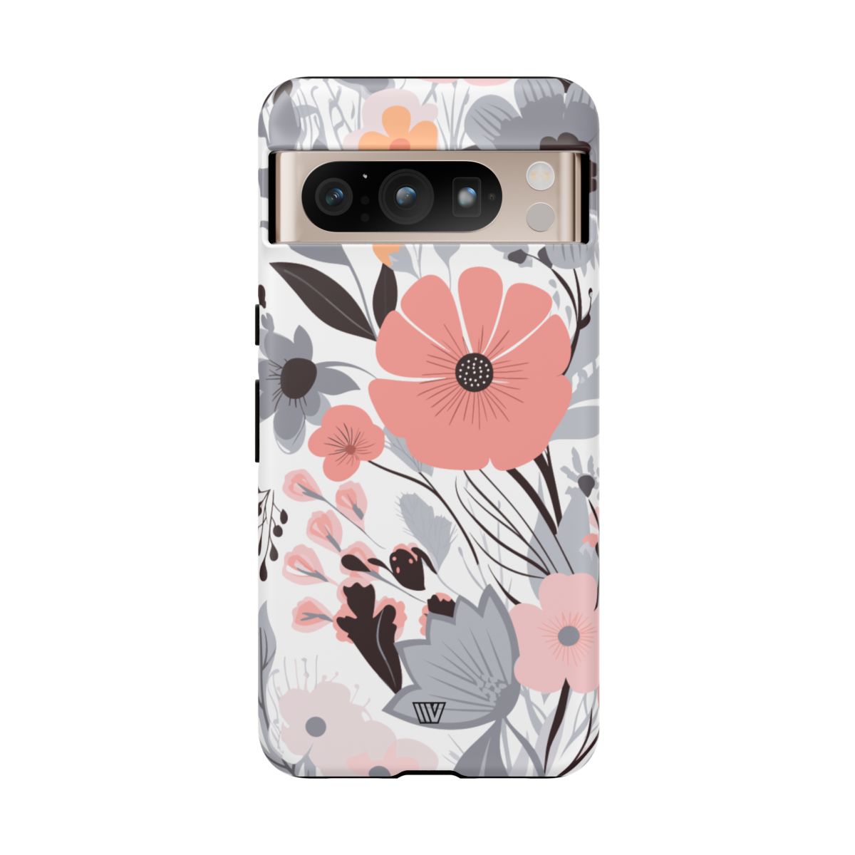 Gray Pastel Flowers Tough Phone Case
