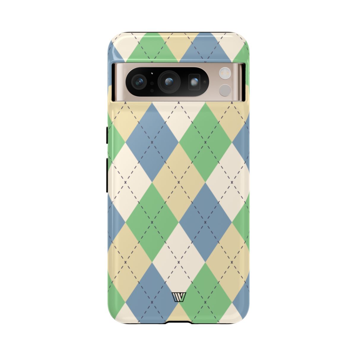 Tough Phone Case Green Blue Beige Argyle Polycarbonate Shell