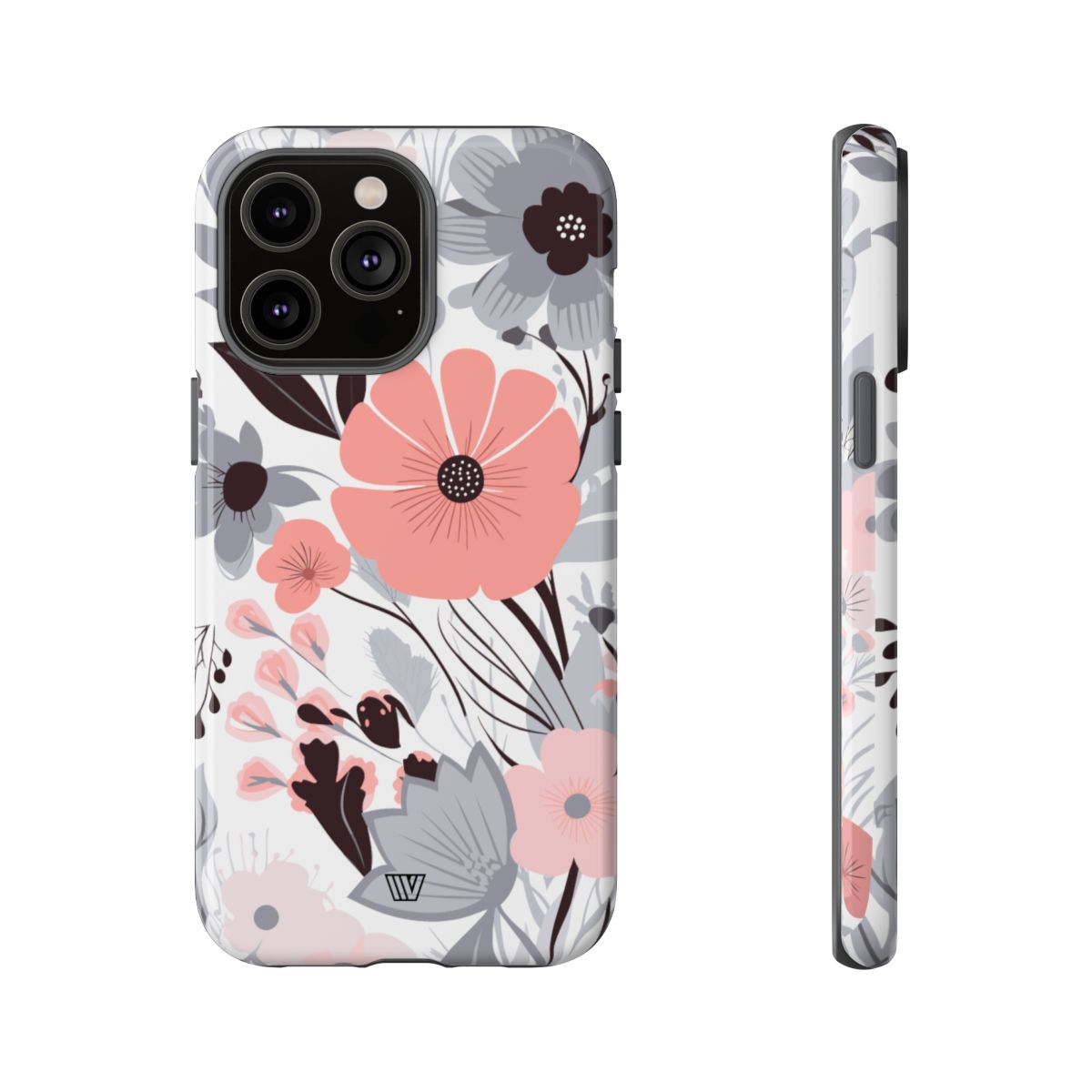 Gray Pastel Flowers Tough Phone Case