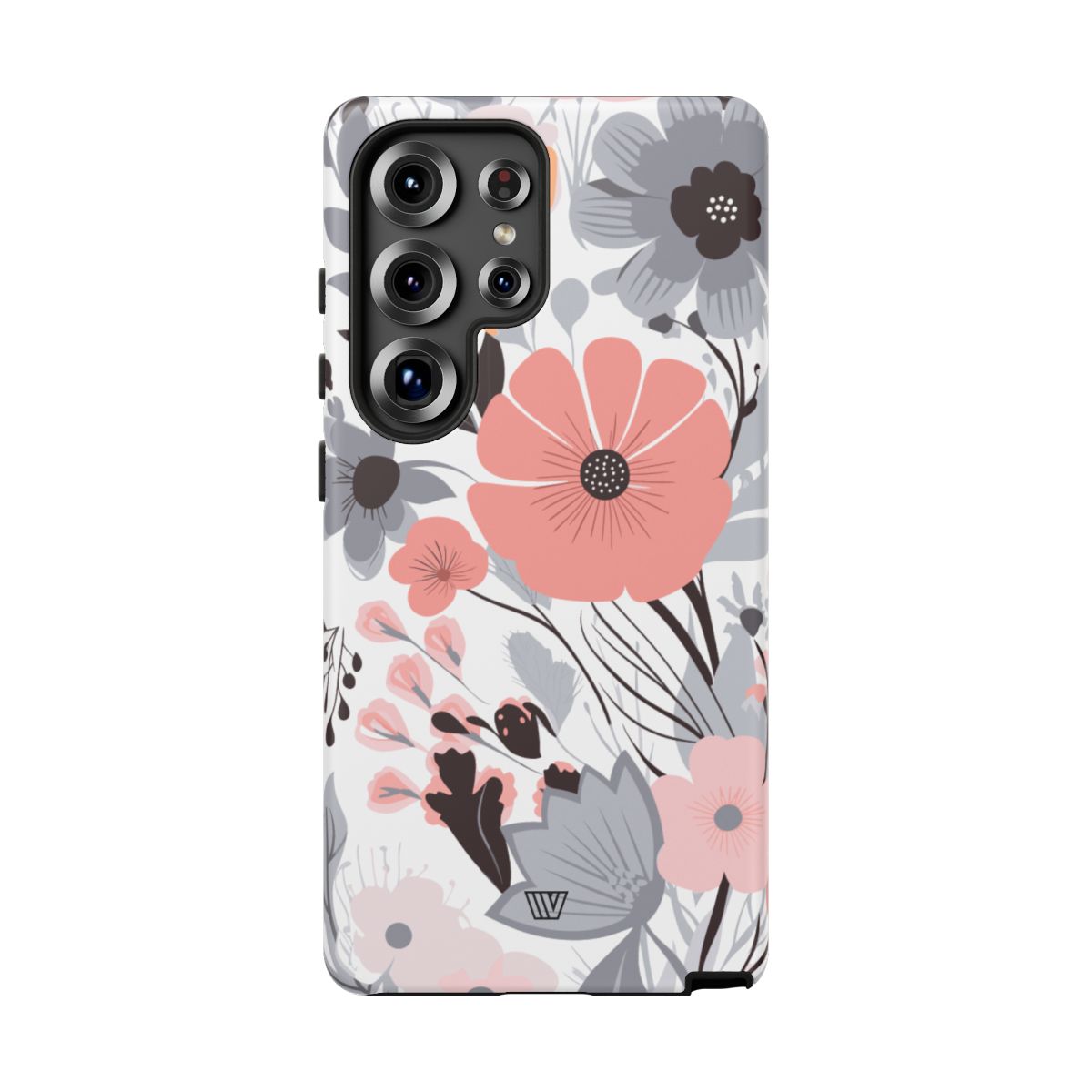 Gray Pastel Flowers Tough Phone Case