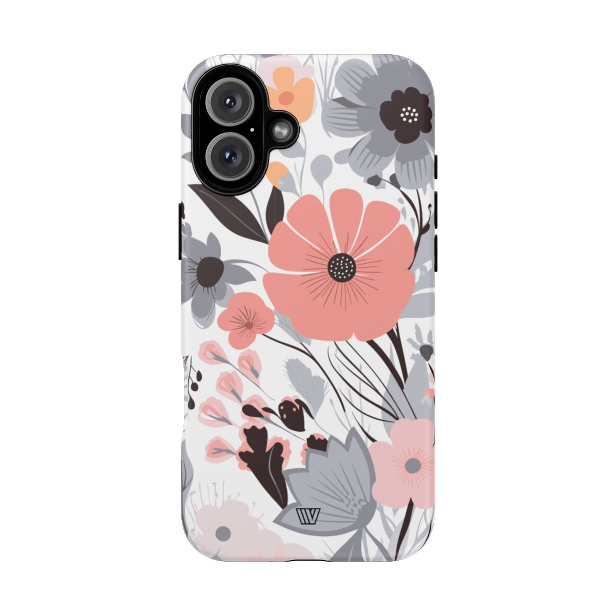 Gray Pastel Flowers Tough Phone Case
