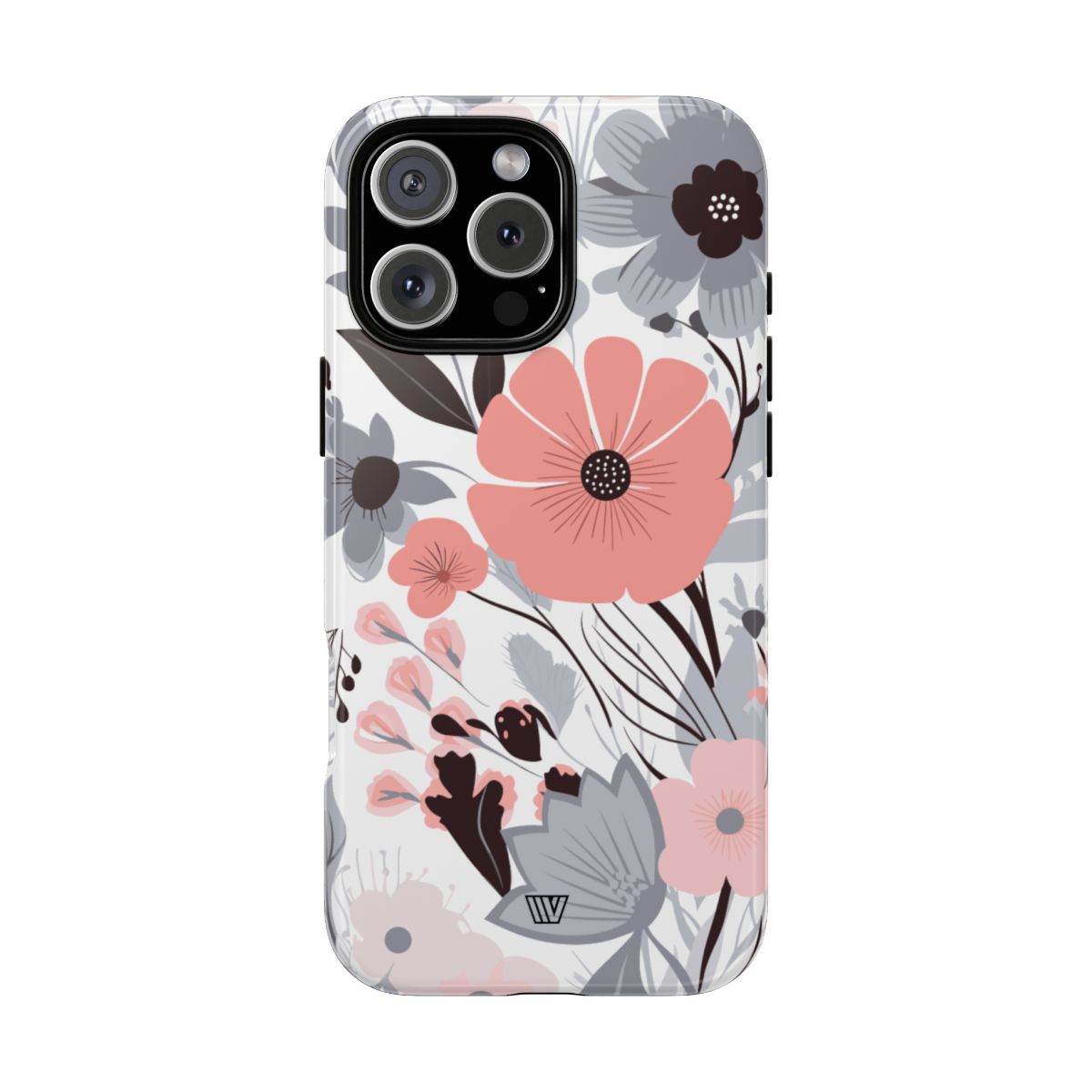 Gray Pastel Flowers Tough Phone Case