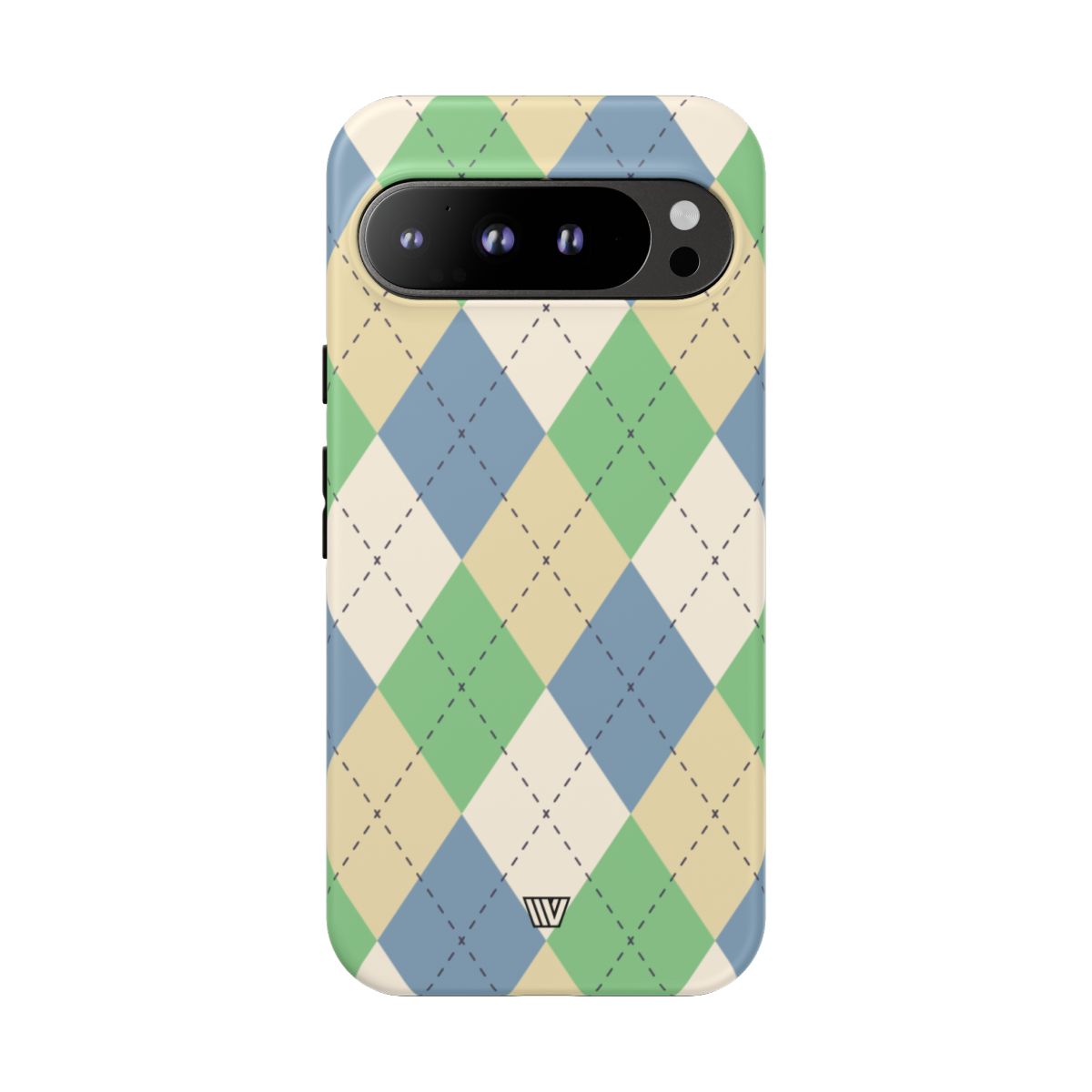 Tough Phone Case Green Blue Beige Argyle Polycarbonate Shell