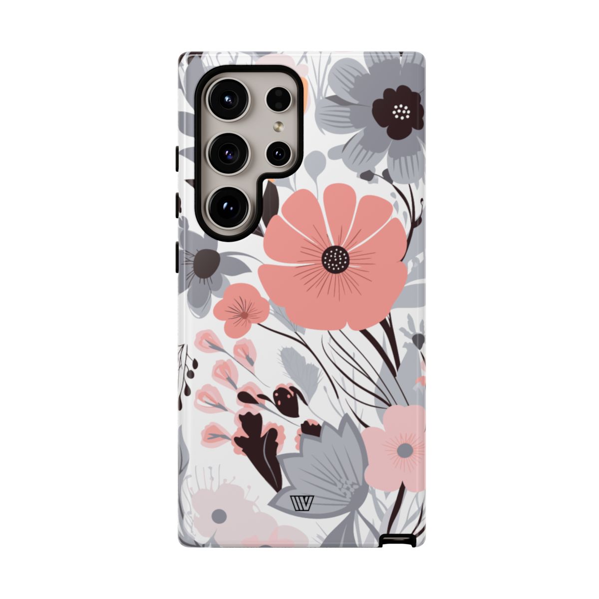 Gray Pastel Flowers Tough Phone Case