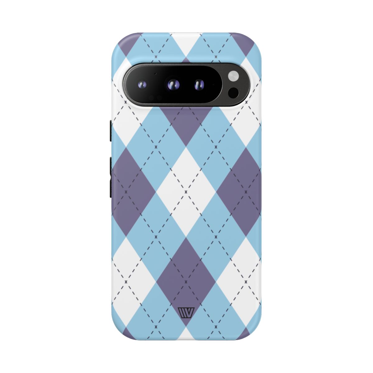Tough Phone Case Blue White Purple Argyle Polycarbonate Shell