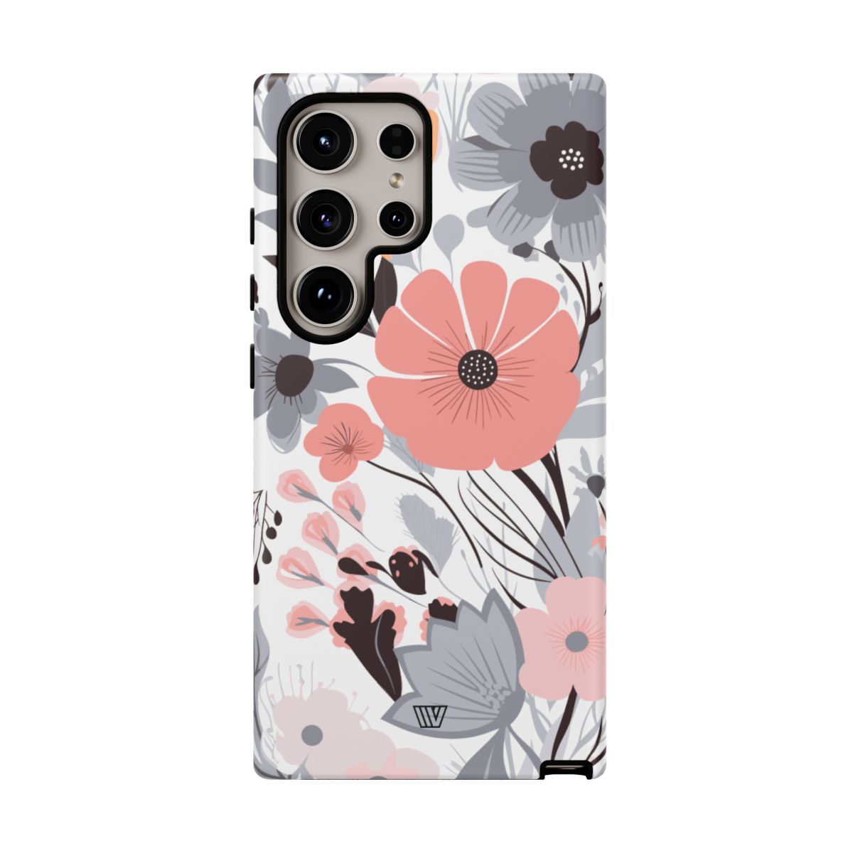 Gray Pastel Flowers Tough Phone Case
