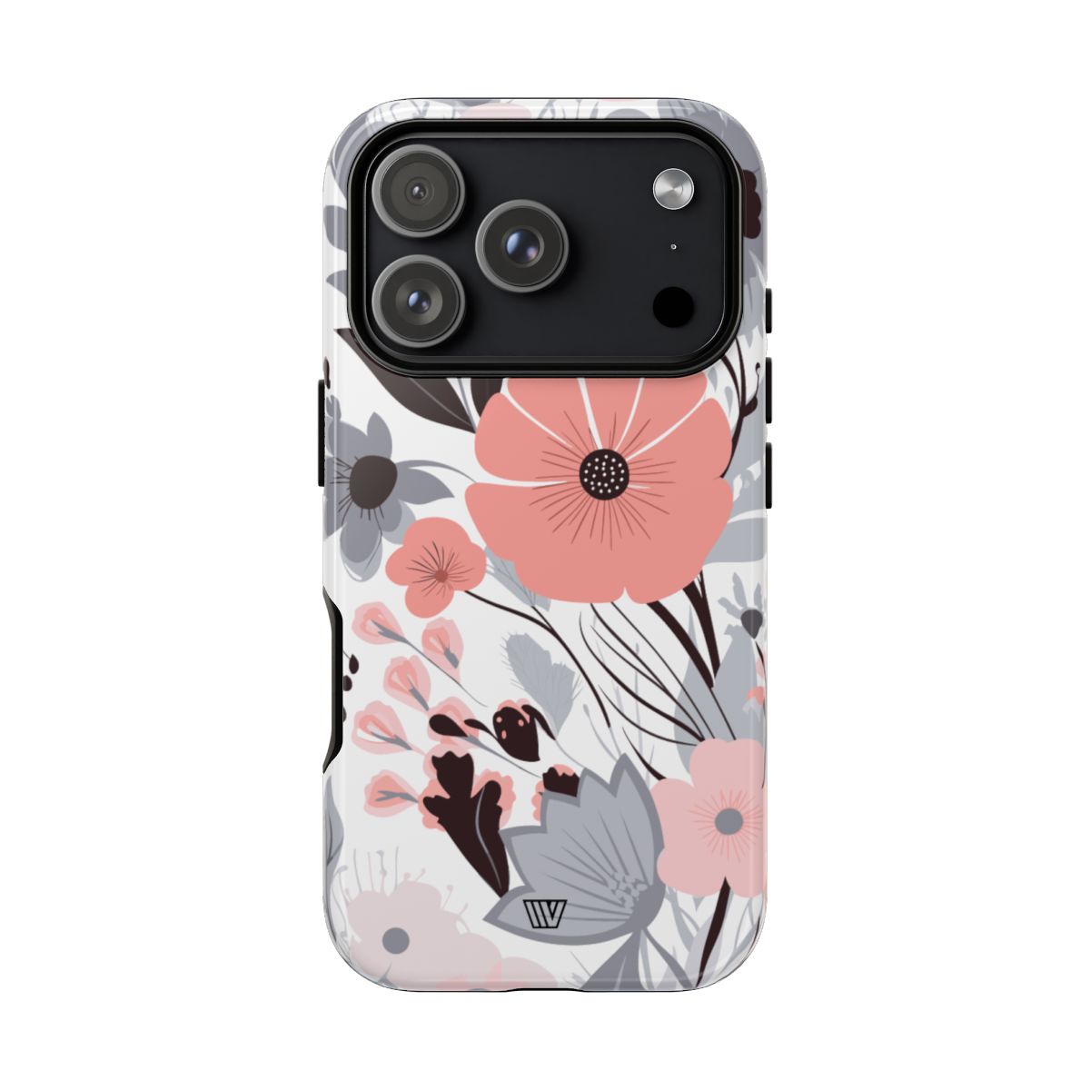 Gray Pastel Flowers Tough Phone Case