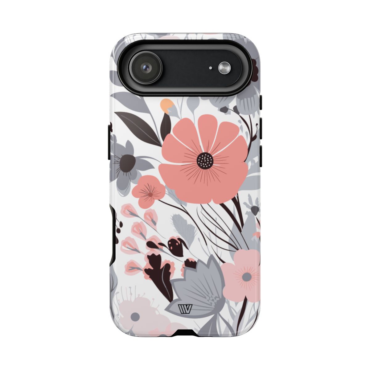 Gray Pastel Flowers Tough Phone Case