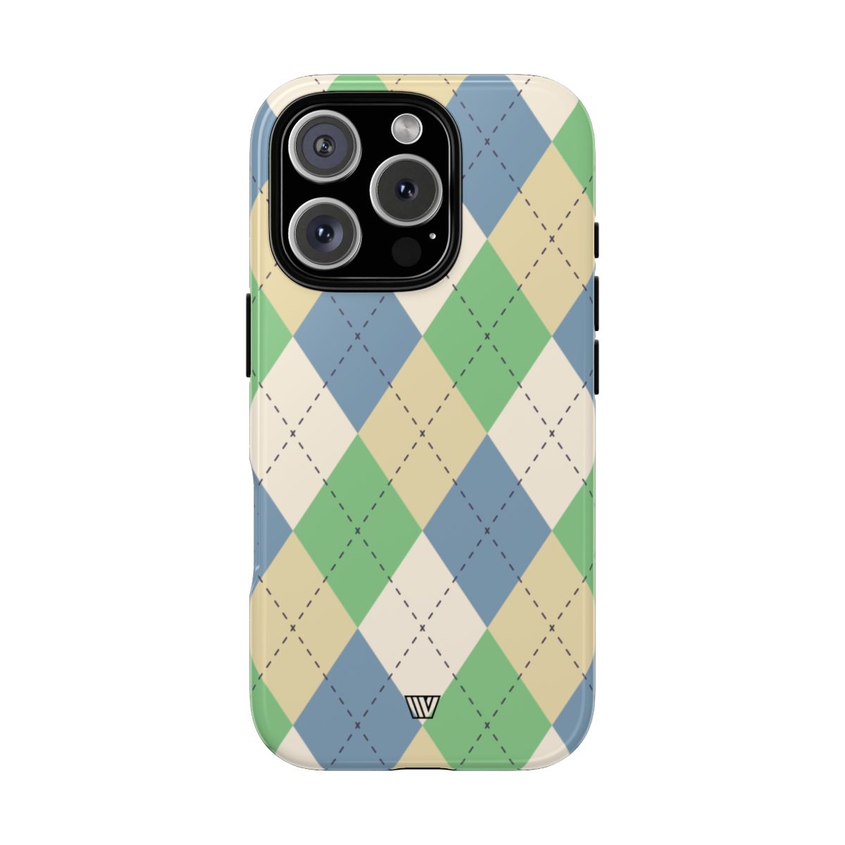 Tough Phone Case Green Blue Beige Argyle Polycarbonate Shell