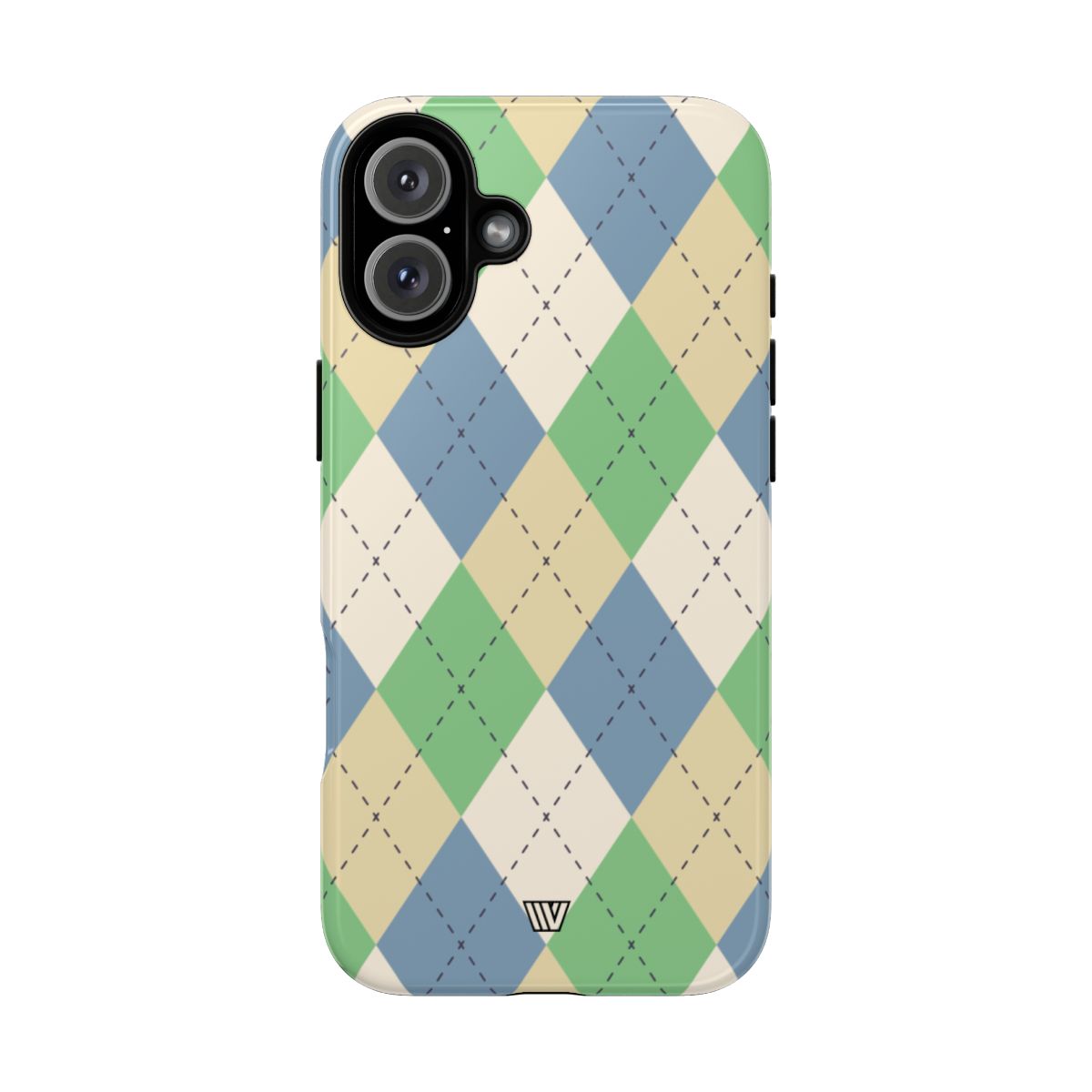 Tough Phone Case Green Blue Beige Argyle Polycarbonate Shell