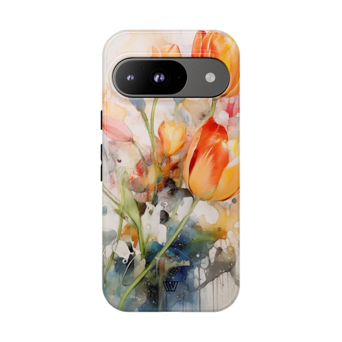 Watercolor Tulips Tough Phone Case Impact Resistant Polycarbonate Shell
