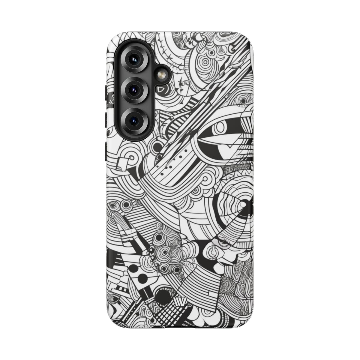 B&W Abstract Doodle Tough Phone Case with Impact Resistance Polycarbonate Shell