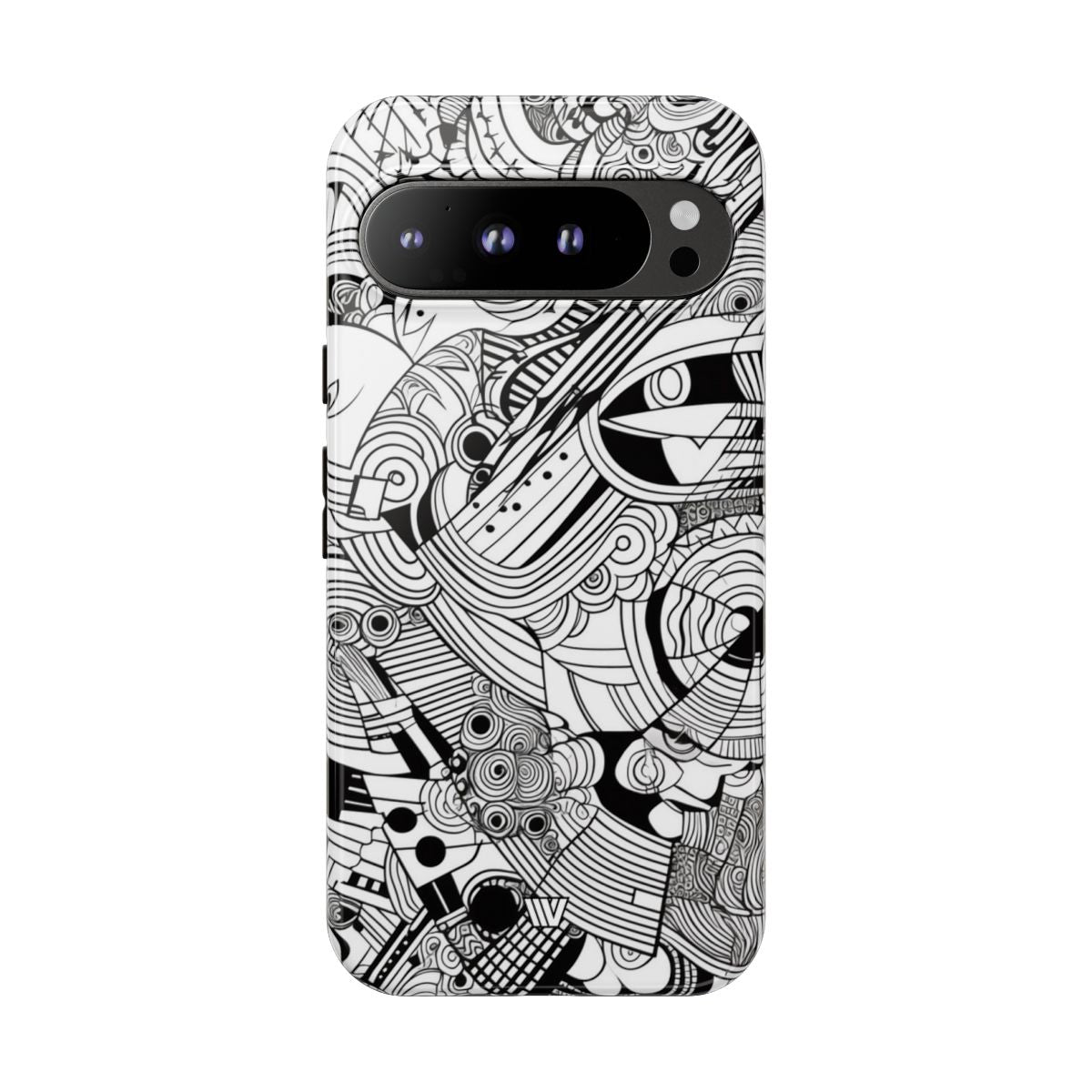 B&W Abstract Doodle Tough Phone Case with Impact Resistance Polycarbonate Shell
