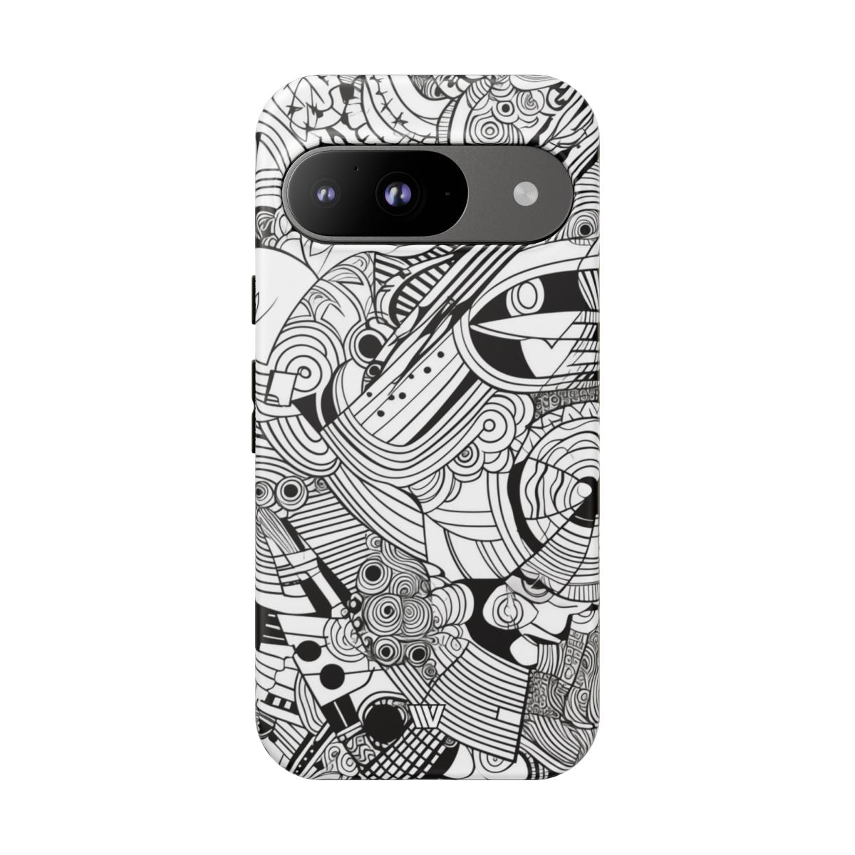 B&W Abstract Doodle Tough Phone Case with Impact Resistance Polycarbonate Shell