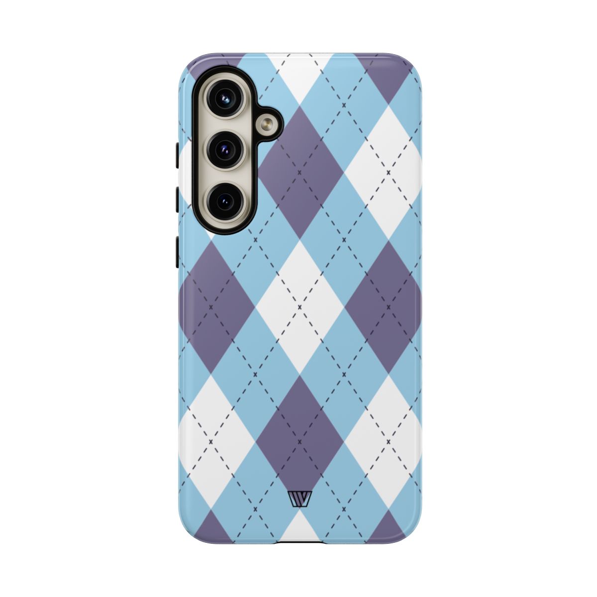 Tough Phone Case Blue White Purple Argyle Polycarbonate Shell