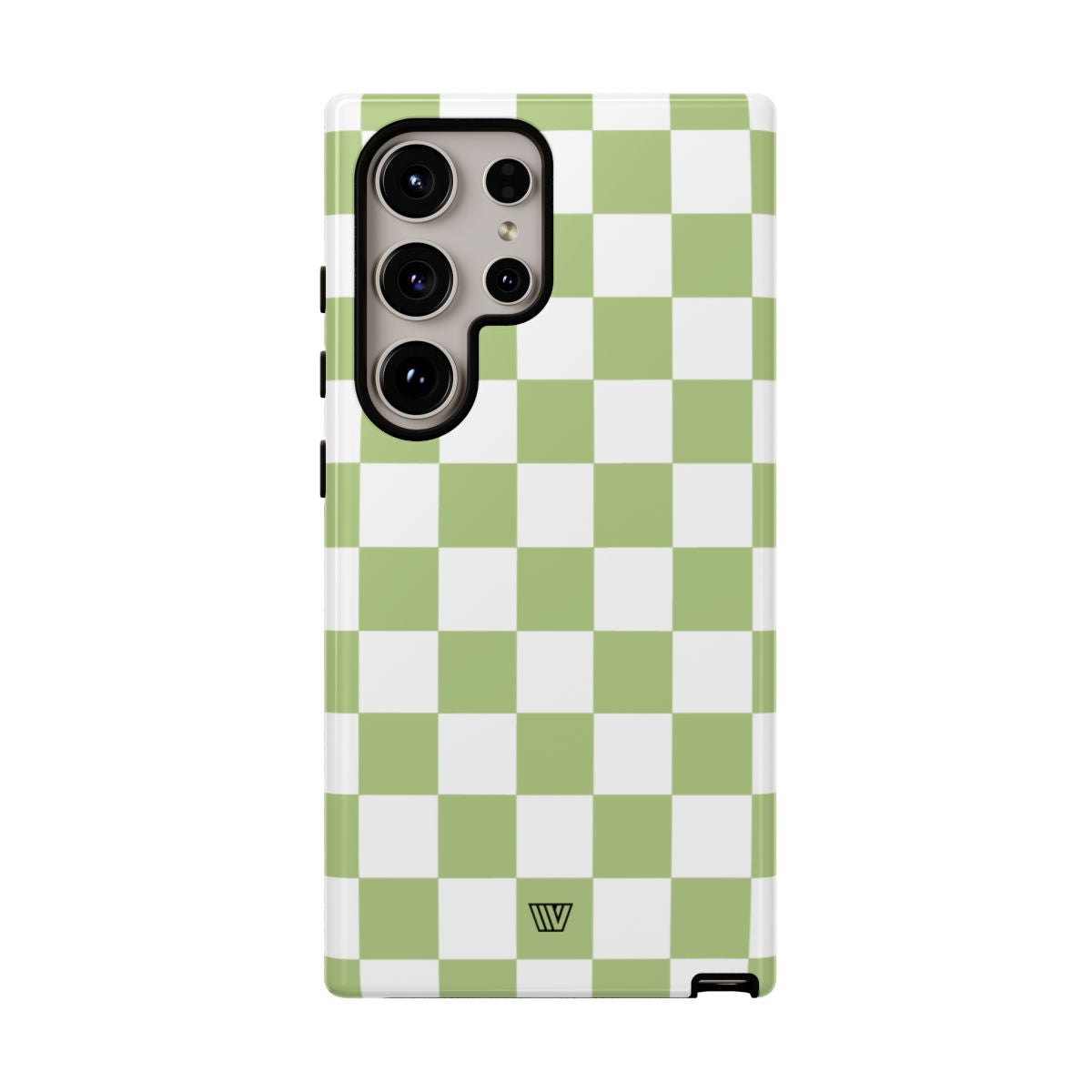 Pale Olive White Checkerboard Tough Phone Case