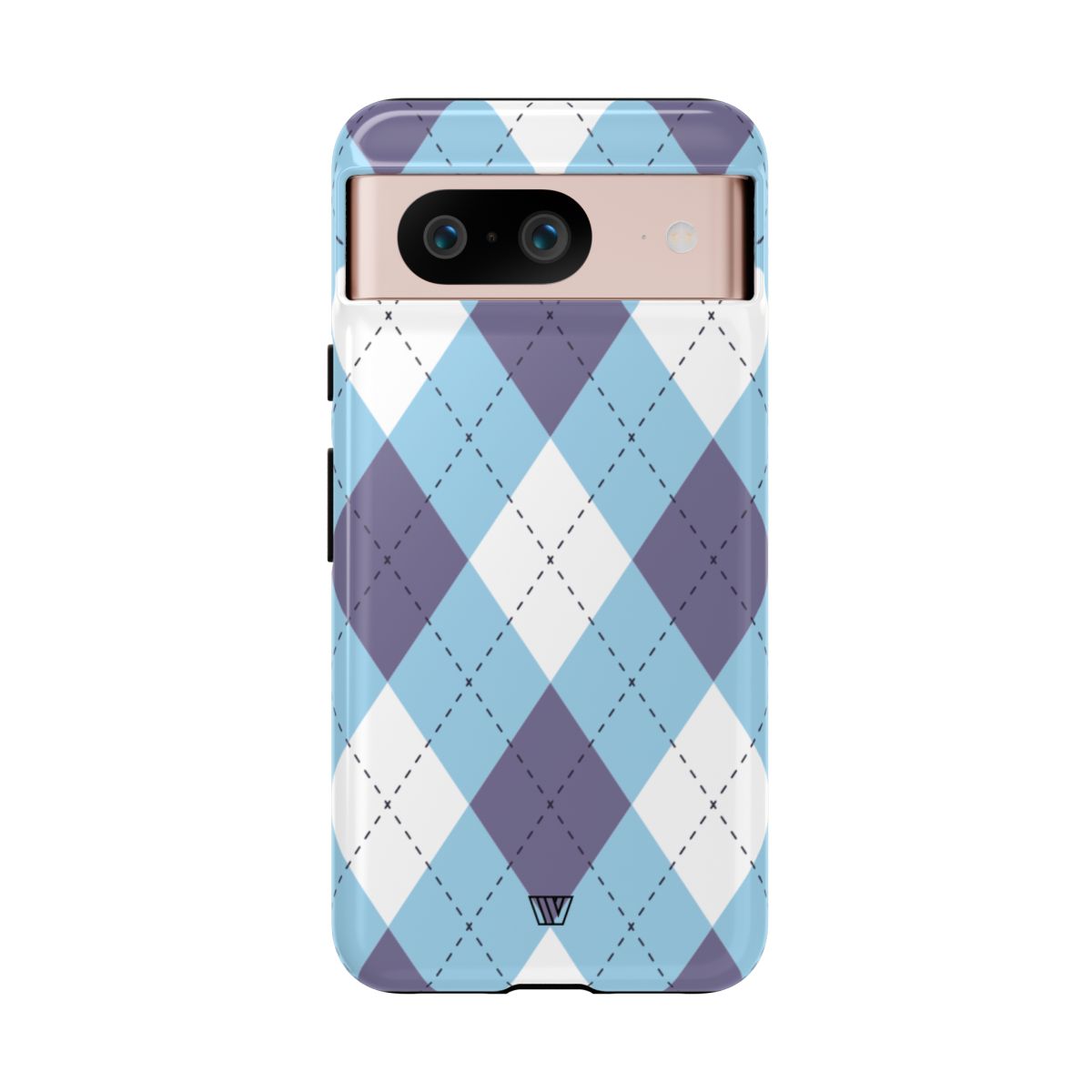 Tough Phone Case Blue White Purple Argyle Polycarbonate Shell