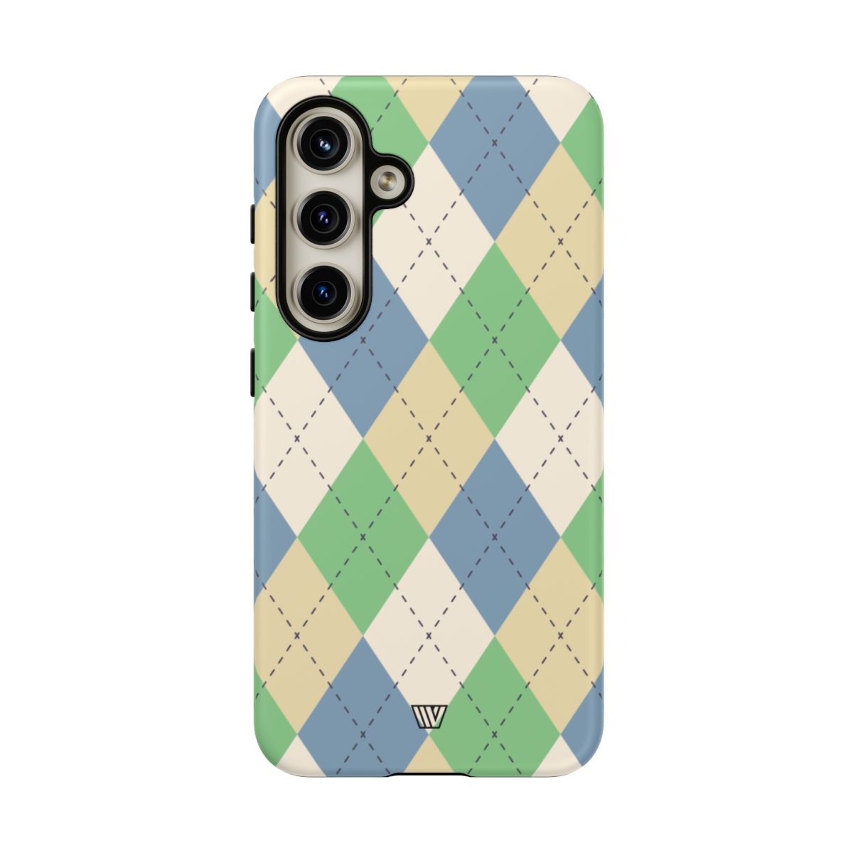 Tough Phone Case Green Blue Beige Argyle Polycarbonate Shell