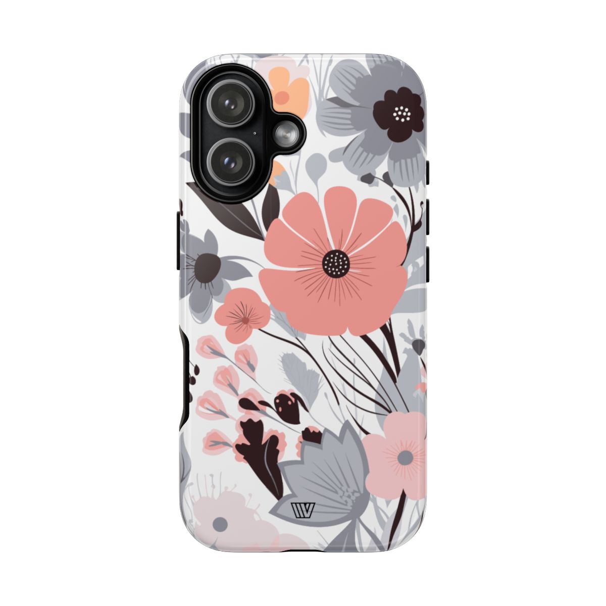 Gray Pastel Flowers Tough Phone Case