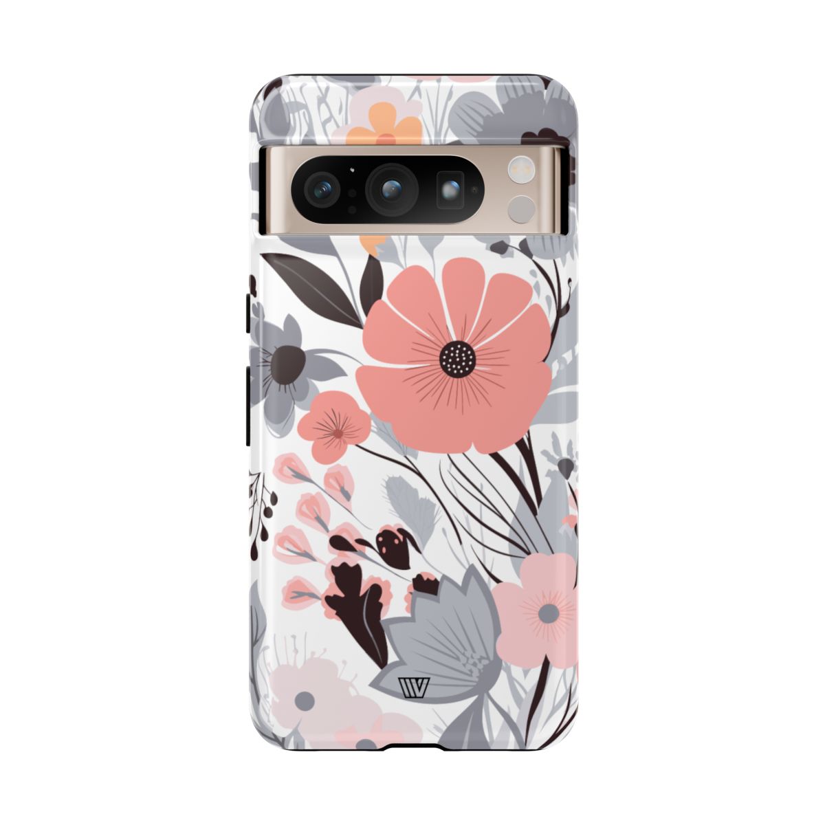 Gray Pastel Flowers Tough Phone Case