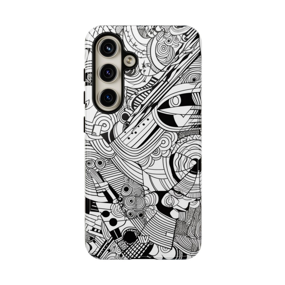 B&W Abstract Doodle Tough Phone Case with Impact Resistance Polycarbonate Shell