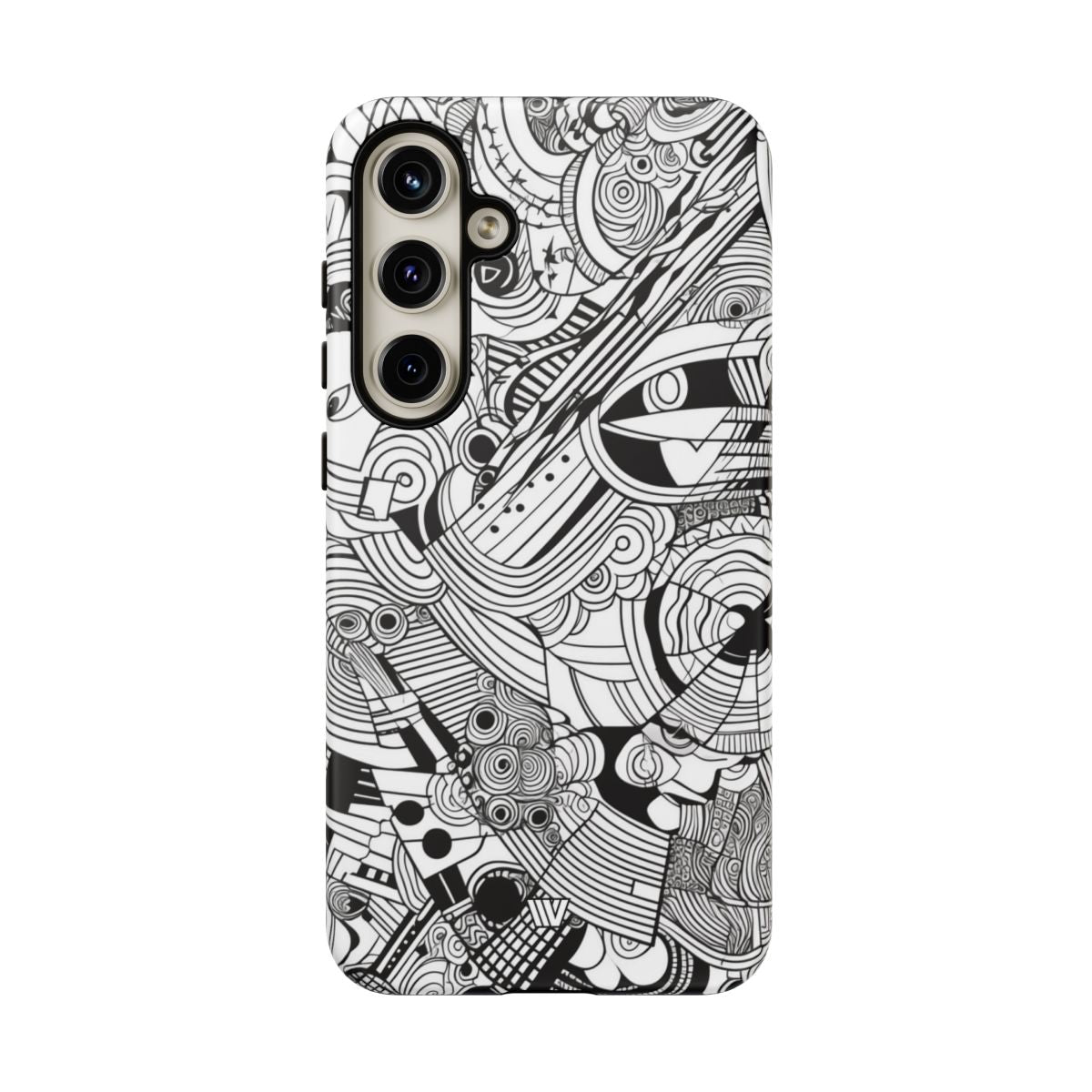 B&W Abstract Doodle Tough Phone Case with Impact Resistance Polycarbonate Shell