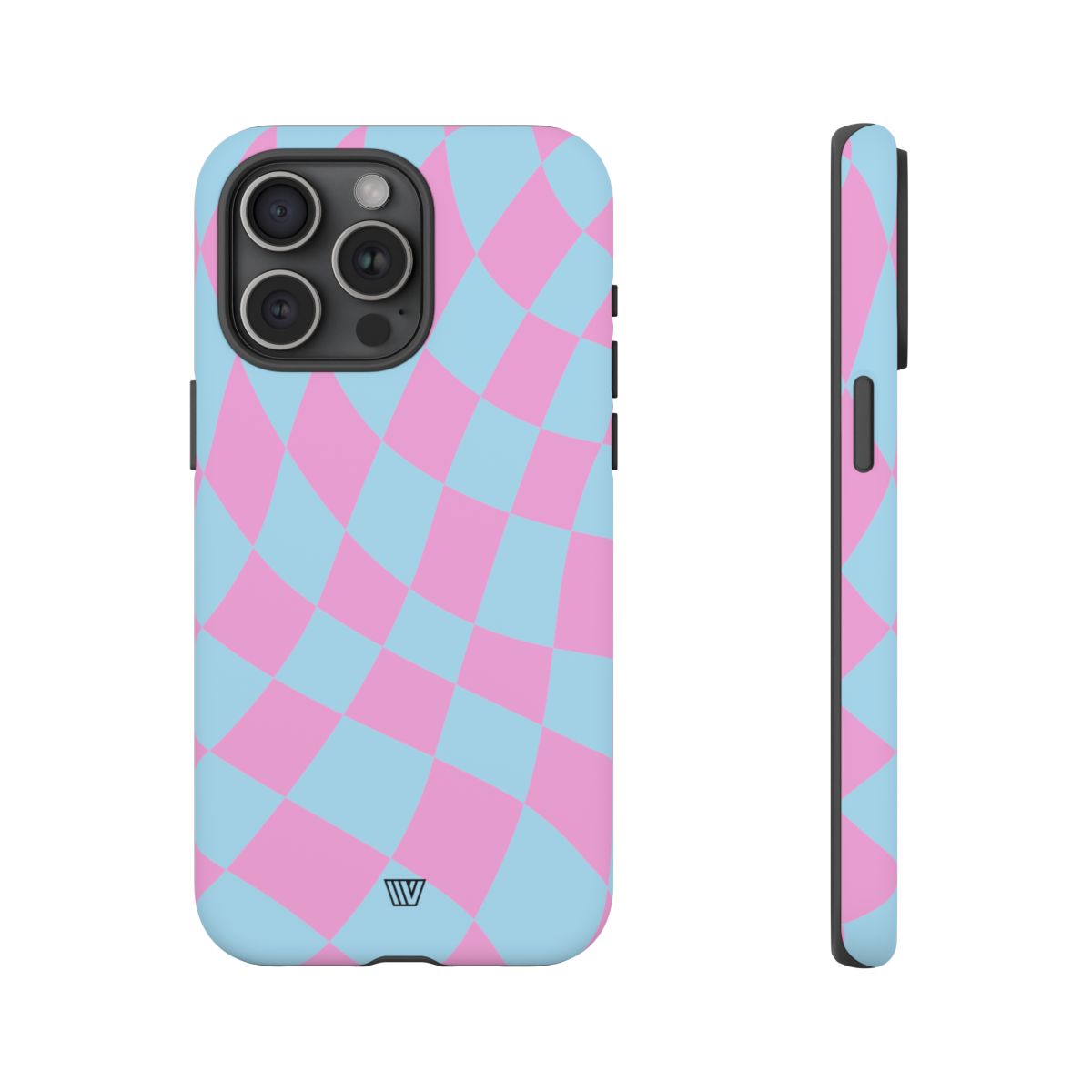 Blue Pink Curvy Checkerboard Tough Phone Case Trovvve