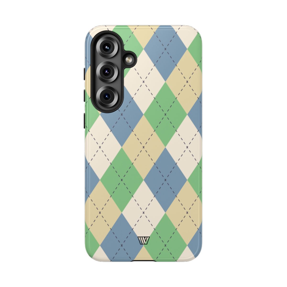 Tough Phone Case Green Blue Beige Argyle Polycarbonate Shell