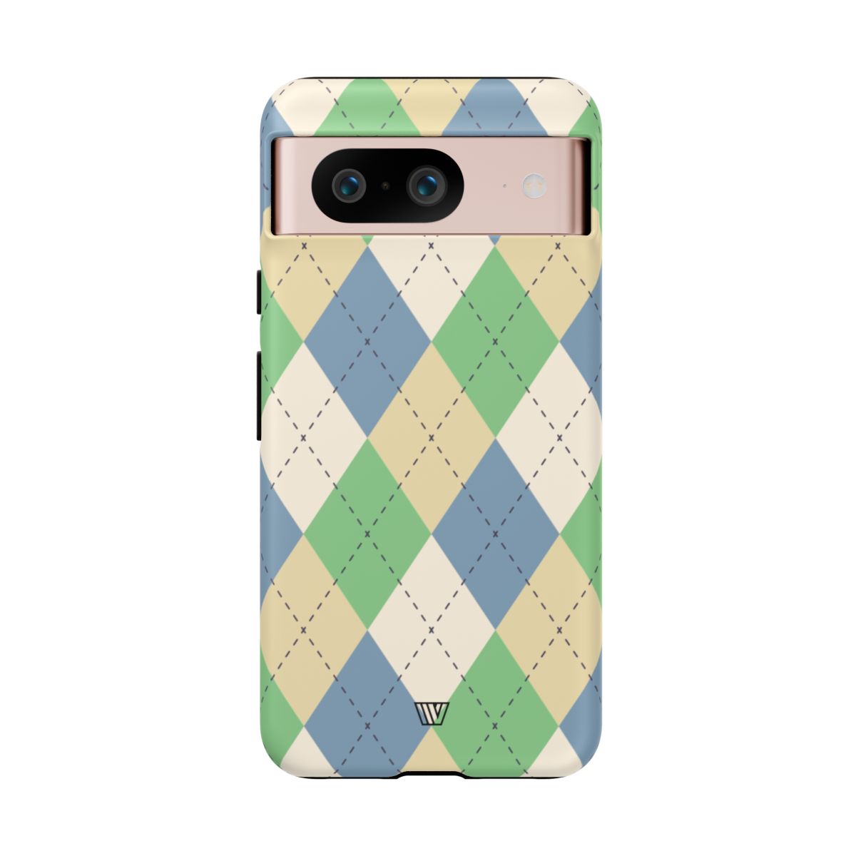Tough Phone Case Green Blue Beige Argyle Polycarbonate Shell