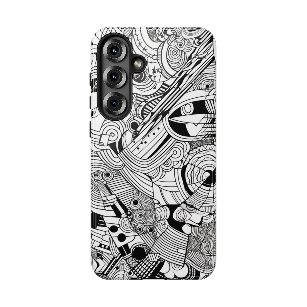 B&W Abstract Doodle Tough Phone Case with Impact Resistance Polycarbonate Shell