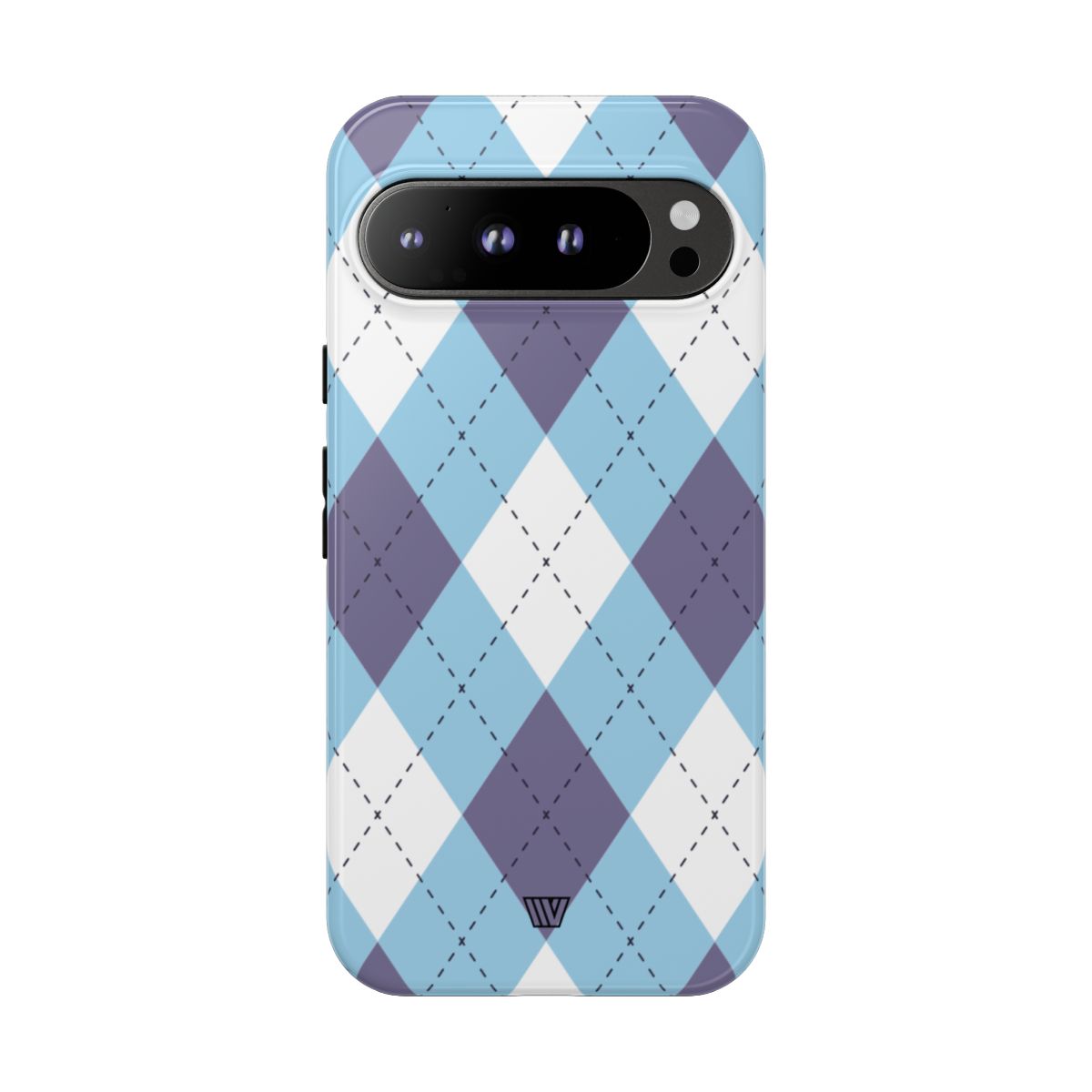Tough Phone Case Blue White Purple Argyle Polycarbonate Shell