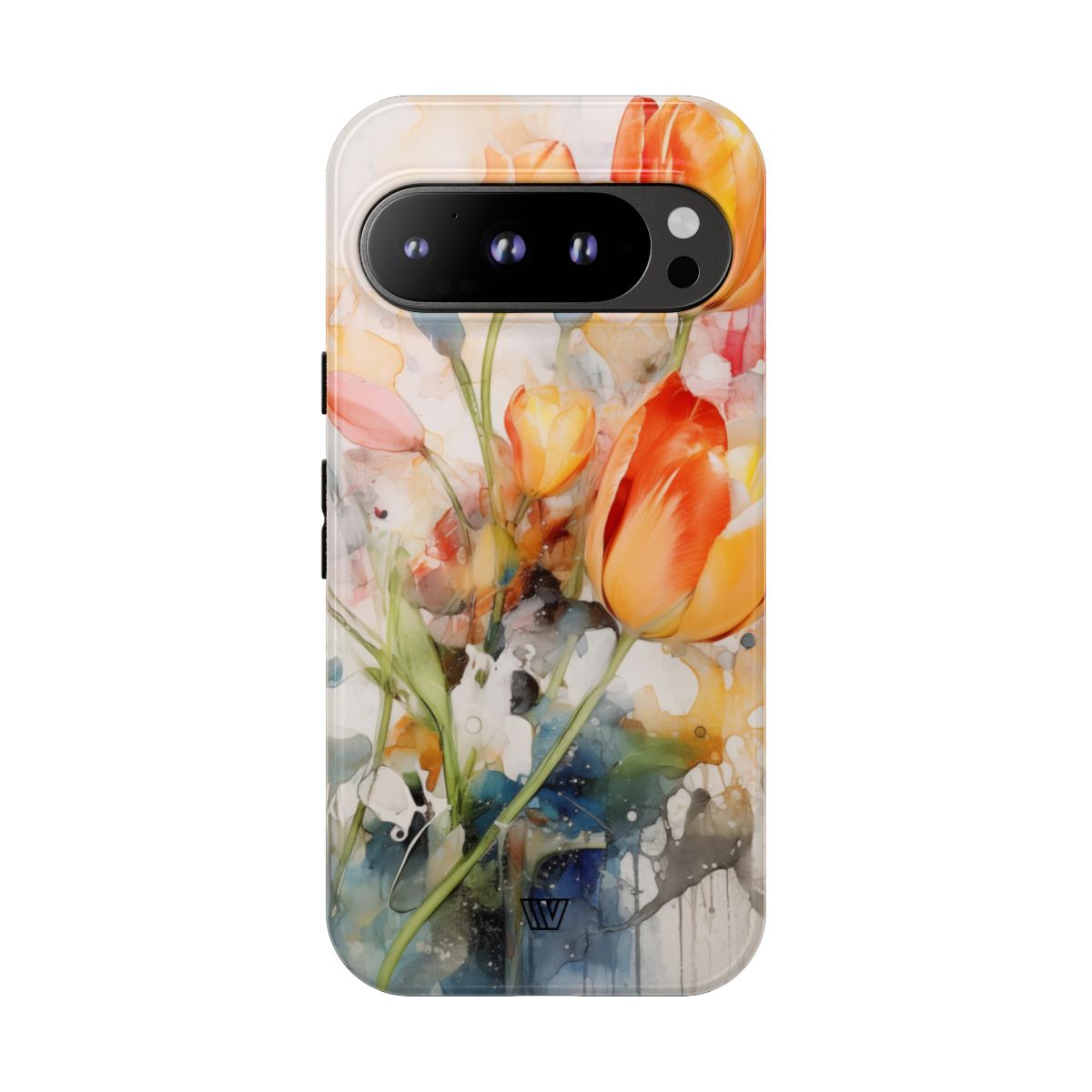 Watercolor Tulips Tough Phone Case Impact Resistant Polycarbonate Shell
