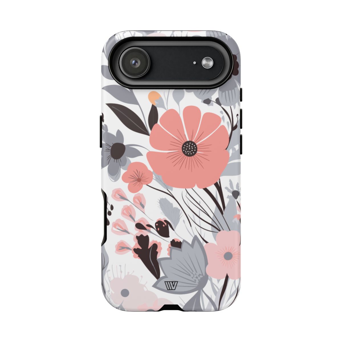 Gray Pastel Flowers Tough Phone Case