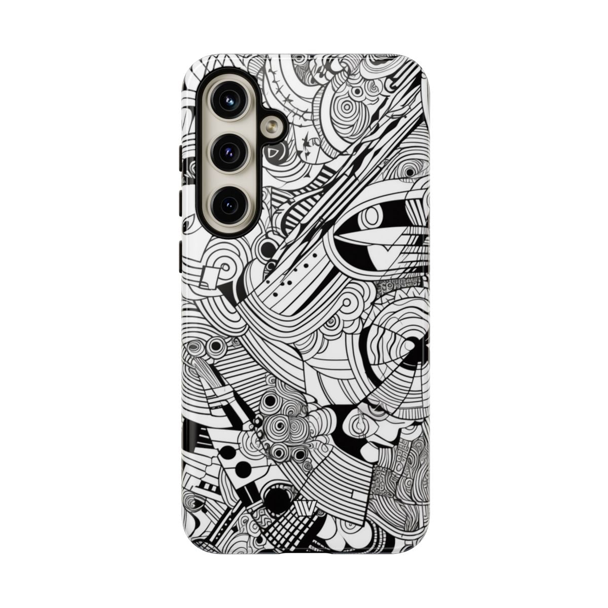 B&W Abstract Doodle Tough Phone Case with Impact Resistance Polycarbonate Shell