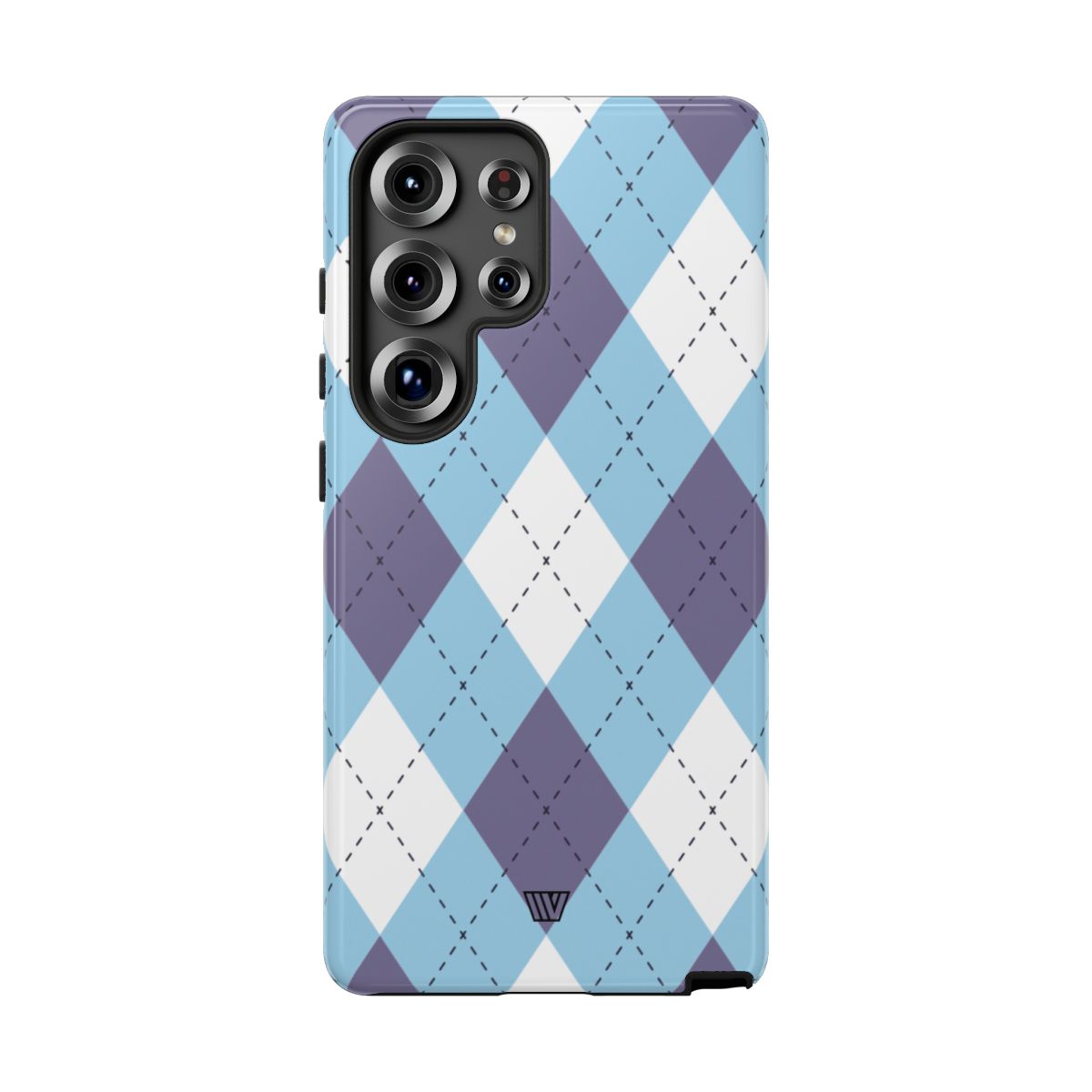 Tough Phone Case Blue White Purple Argyle Polycarbonate Shell