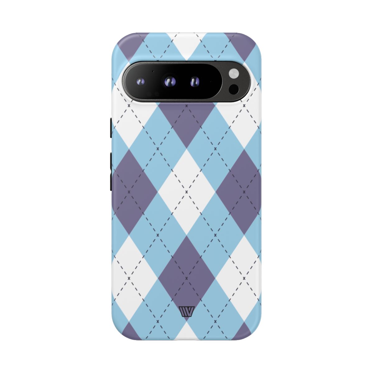 Tough Phone Case Blue White Purple Argyle Polycarbonate Shell