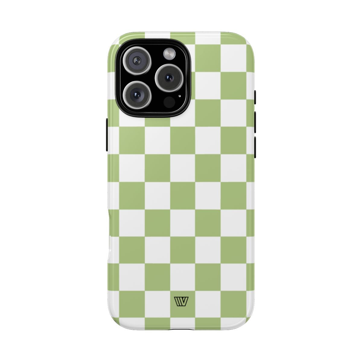 Pale Olive White Checkerboard Tough Phone Case