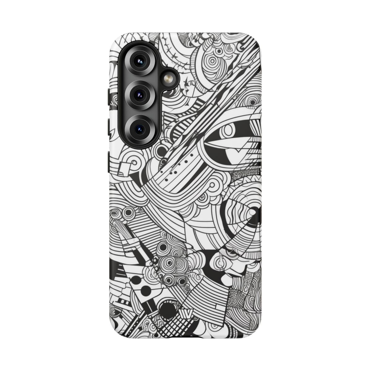 B&W Abstract Doodle Tough Phone Case with Impact Resistance Polycarbonate Shell