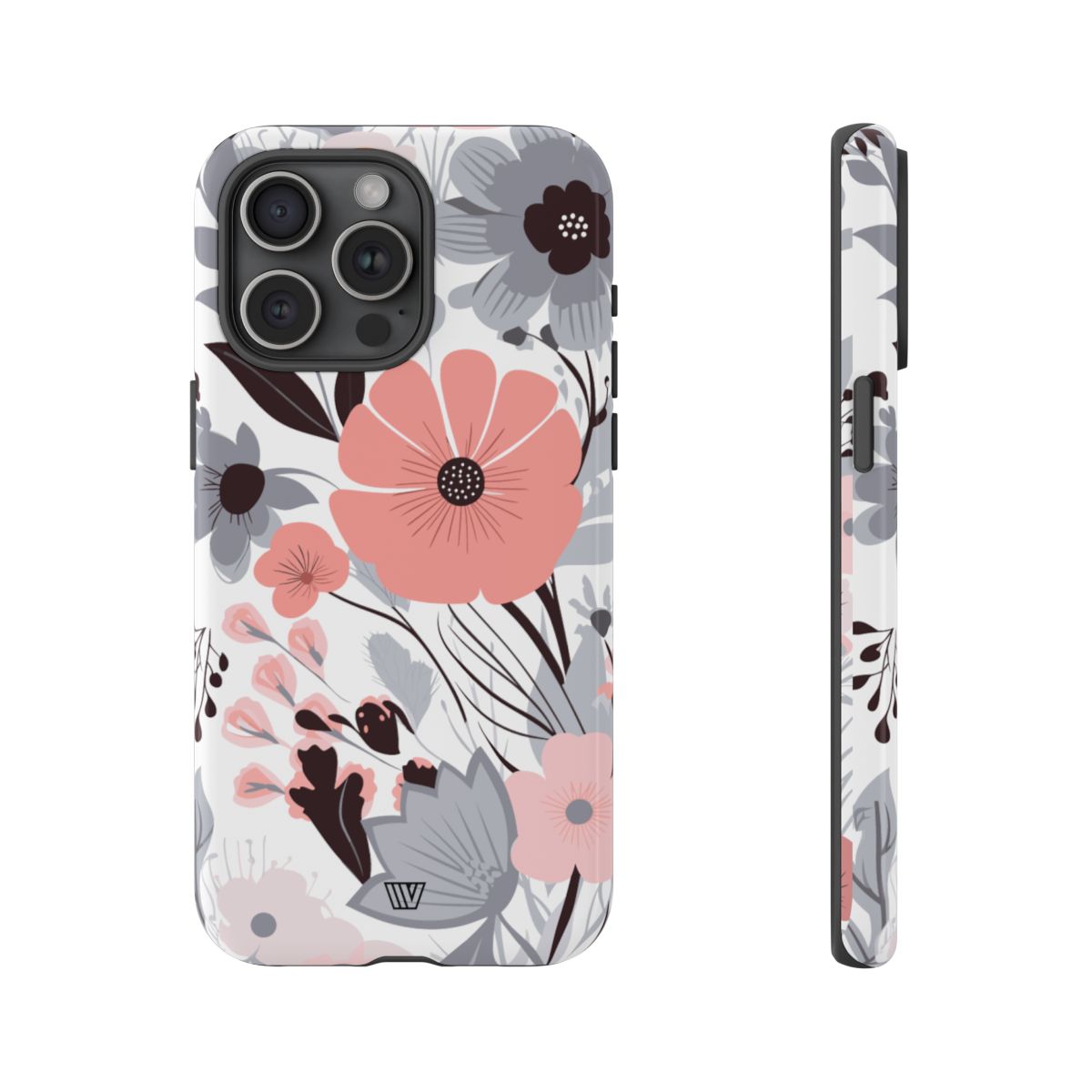 Gray Pastel Flowers Tough Phone Case